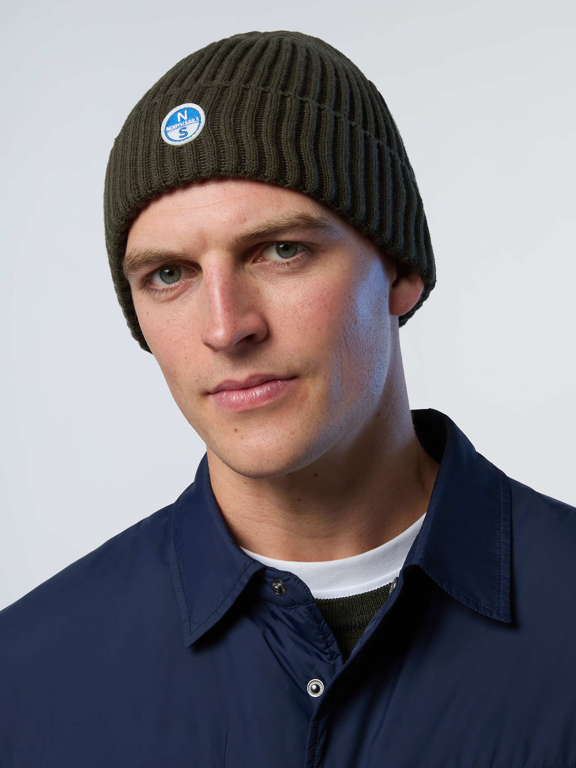North Sails Beanie Breiter Rippstrick mit Logo-Patch