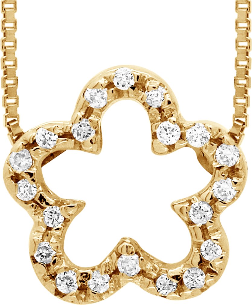 DIADEMA - Halskette mit Diamanten - Blume - Gelbgold