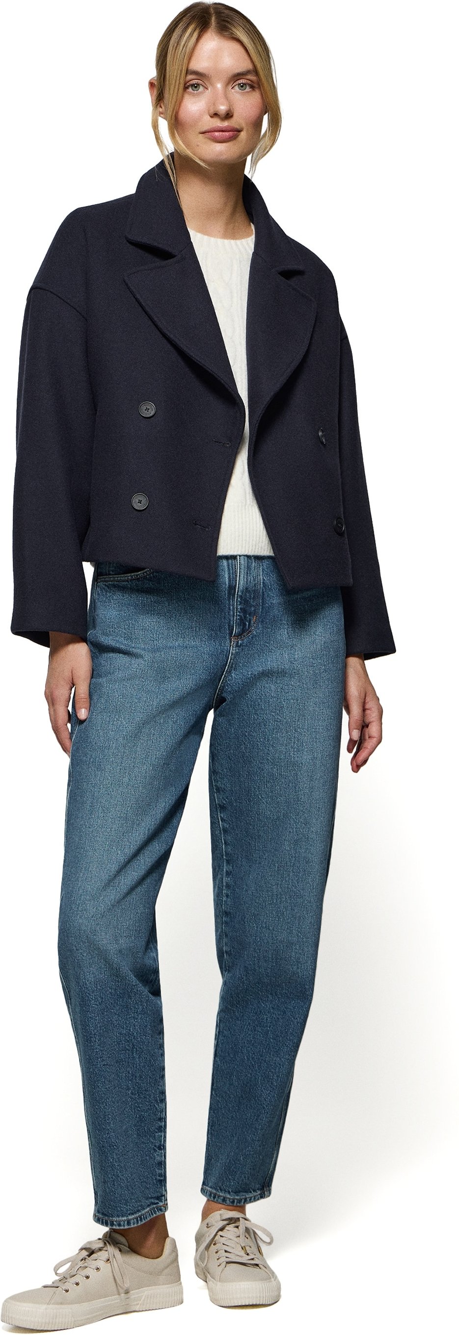 Kurzmantel Lona marineblau mit überkreuzter Knöpfung und Polo Club Details