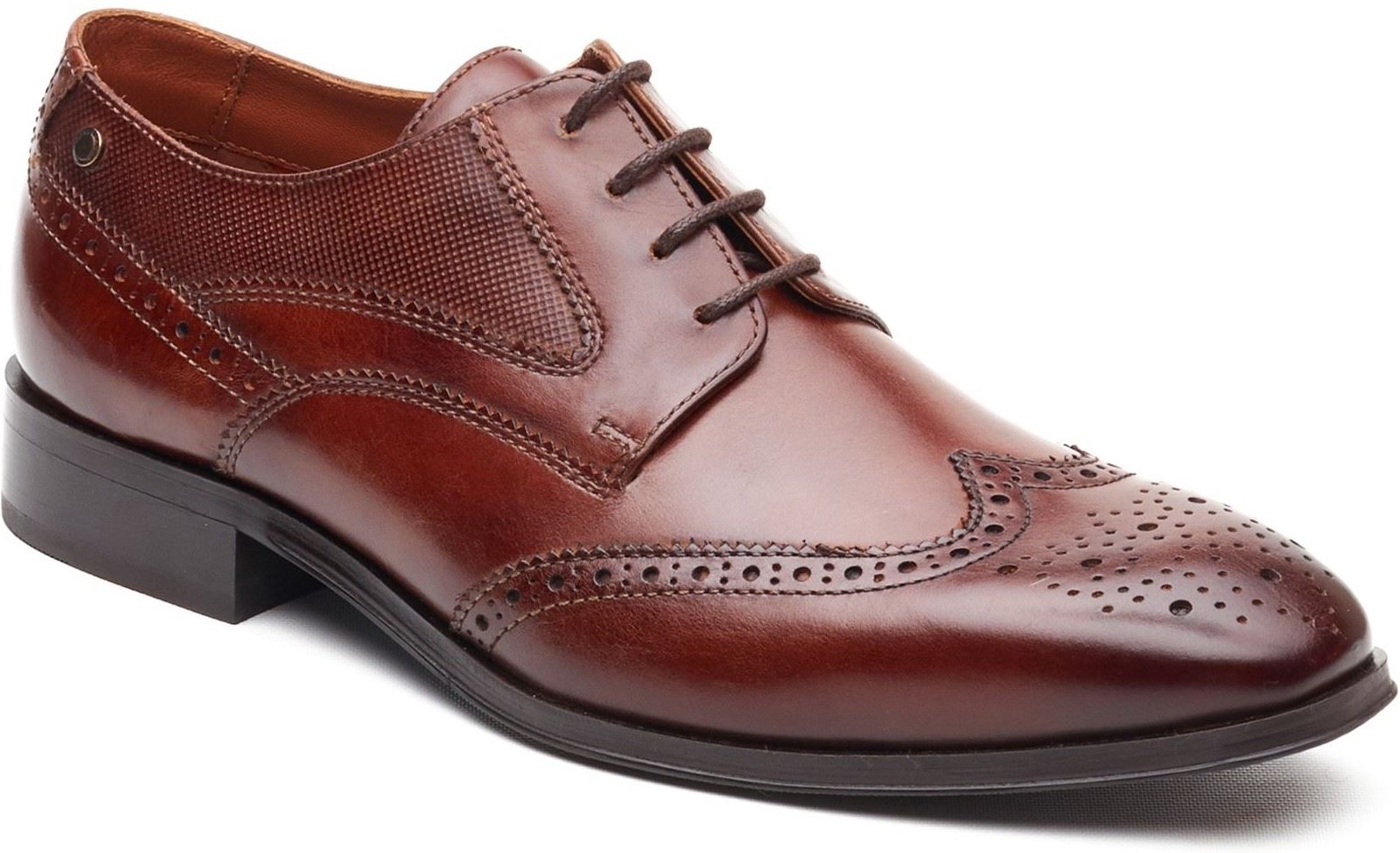 Base London Steeple Brogue Leder Herren Schnürschuhe in Gebranntem Tan