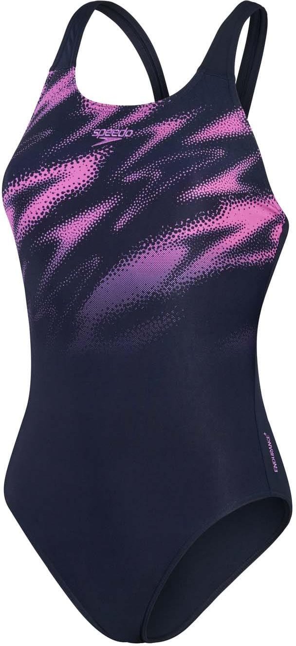 Speedo - "Hyper Boom Placement" Badeanzug Halboffener Rücken für Damen (Marineblau/Pink)