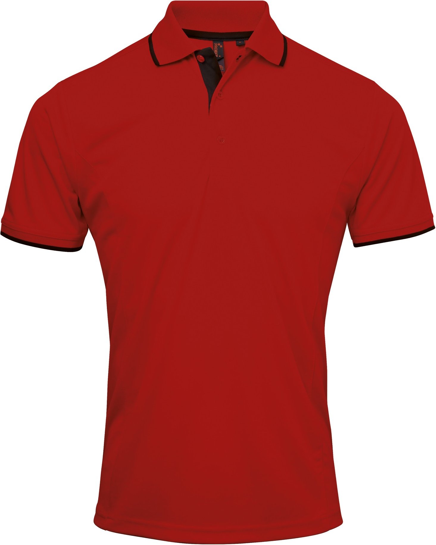 Premier Mens Contrast Coolchecker Poloshirt (Rot/Schwarz)