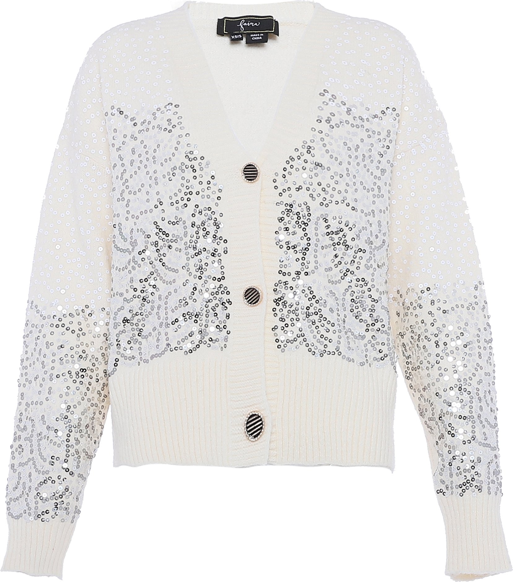 Faina Pailletten Damen Wollweiß