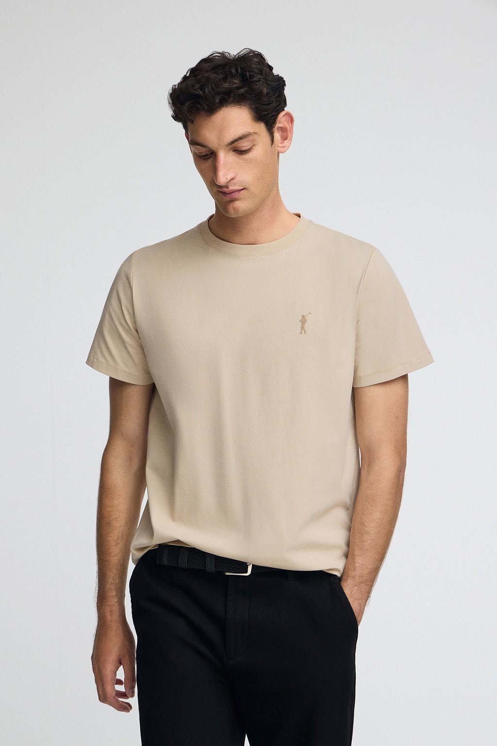 T-Shirt beige mit gummiertem Rigby Go-Logo