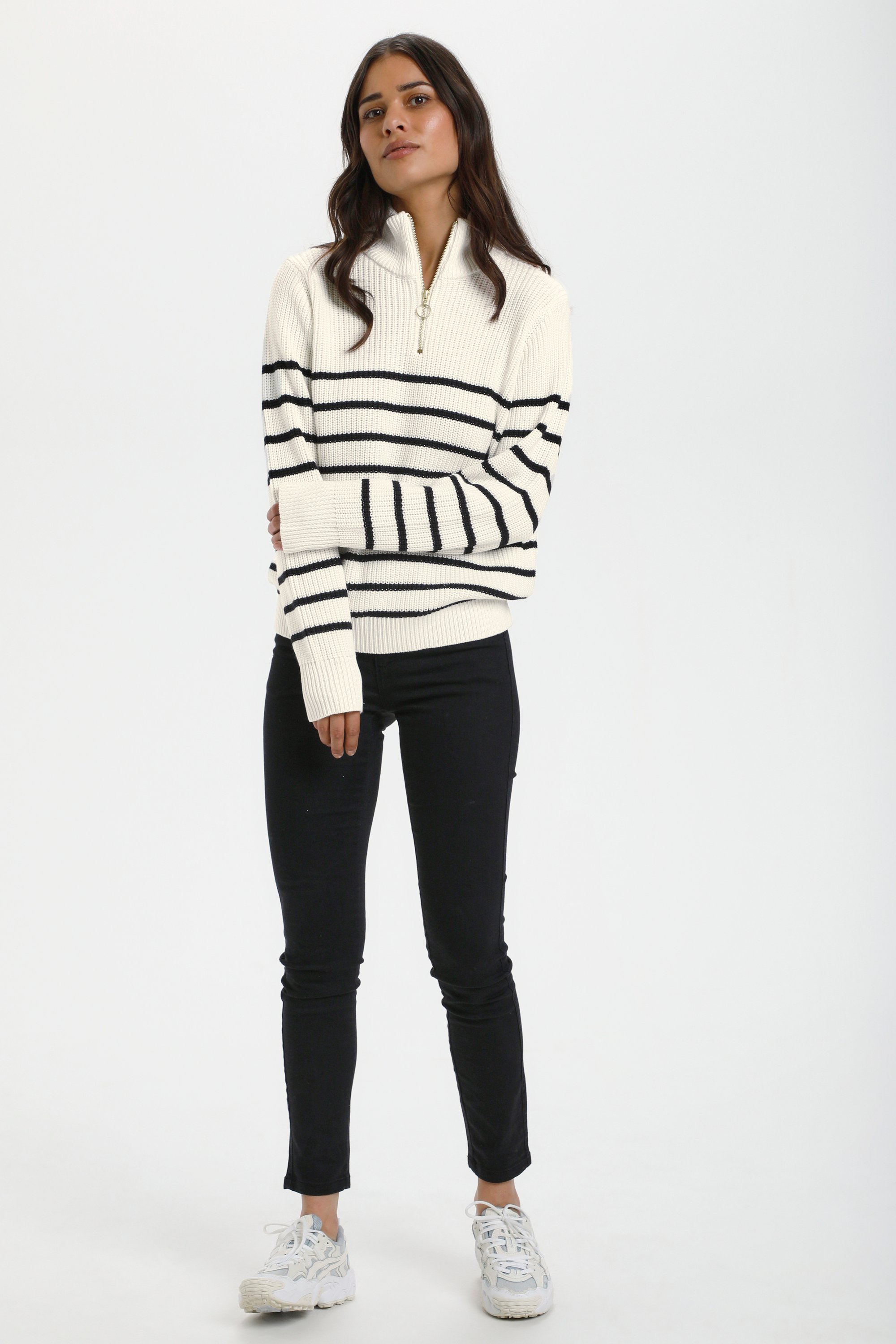 Strickpullover KAlioa Loose fit black offwhite