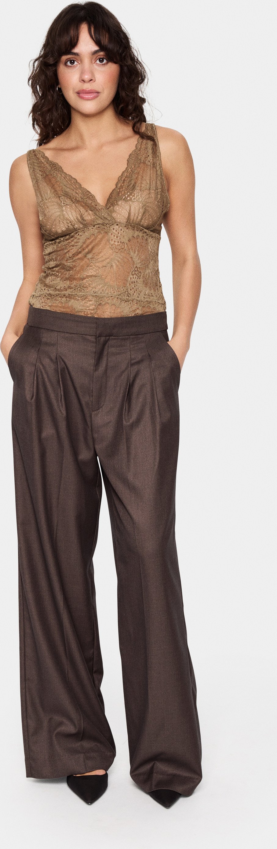 Jerseytop Gerade Passform Shitake beige