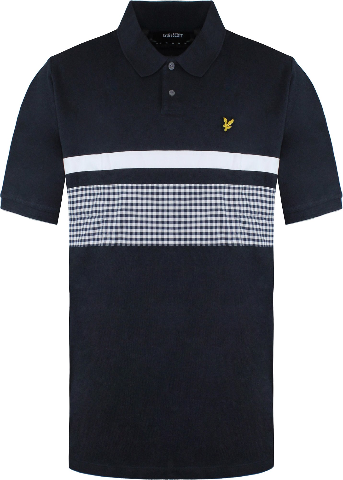 Lyle & Scott Gingham Yoke Stripe Herren Marine/Weiß Poloshirt