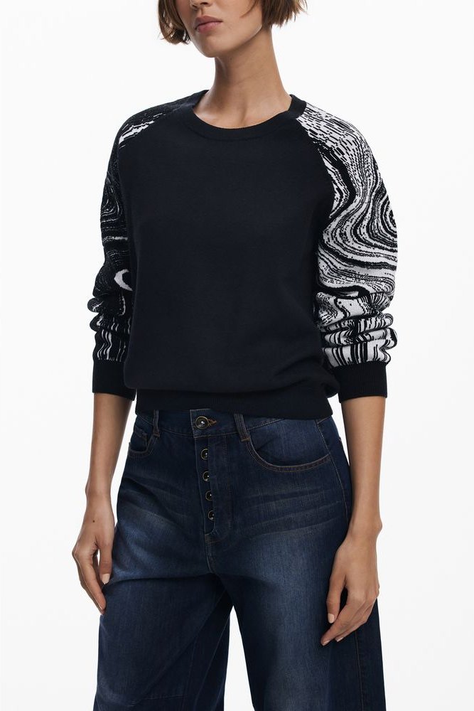 Bedruckter Sleeve Pullover Sweater