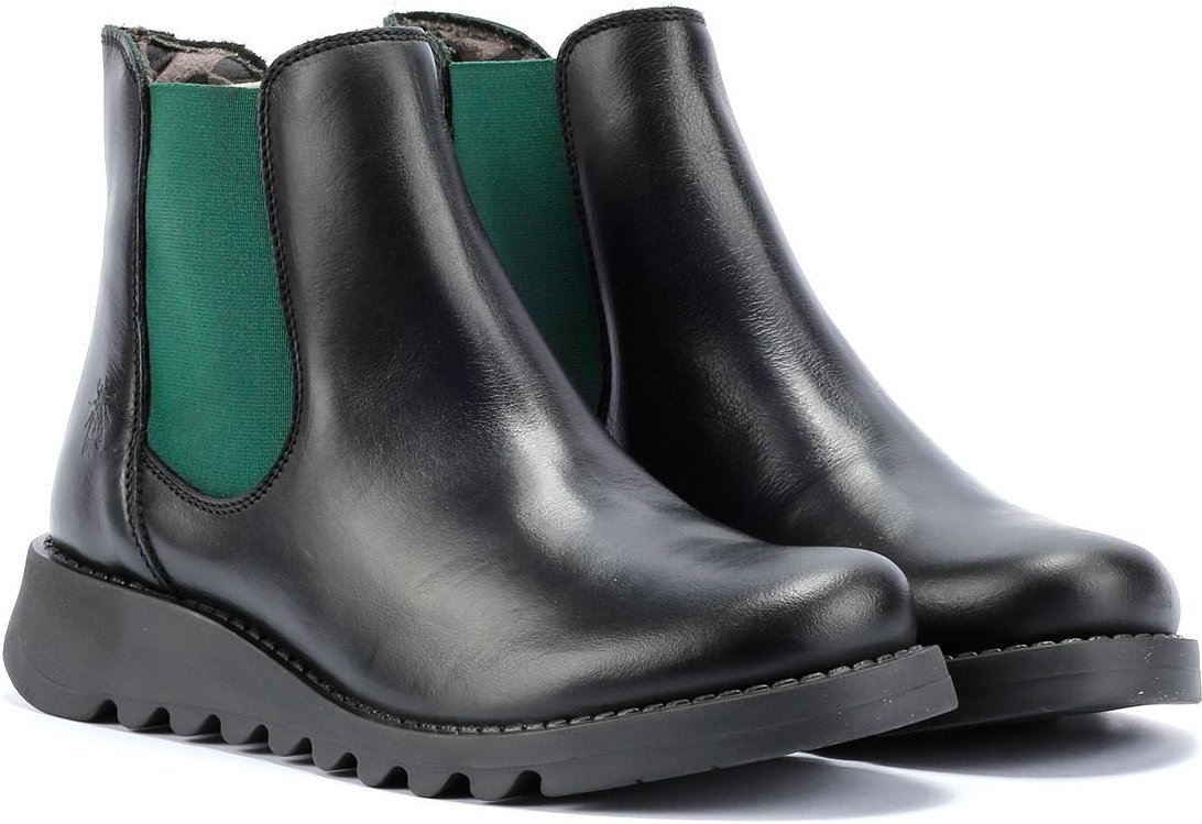 Fly London Salv Leder Damen Schwarze Farbe Stiefel