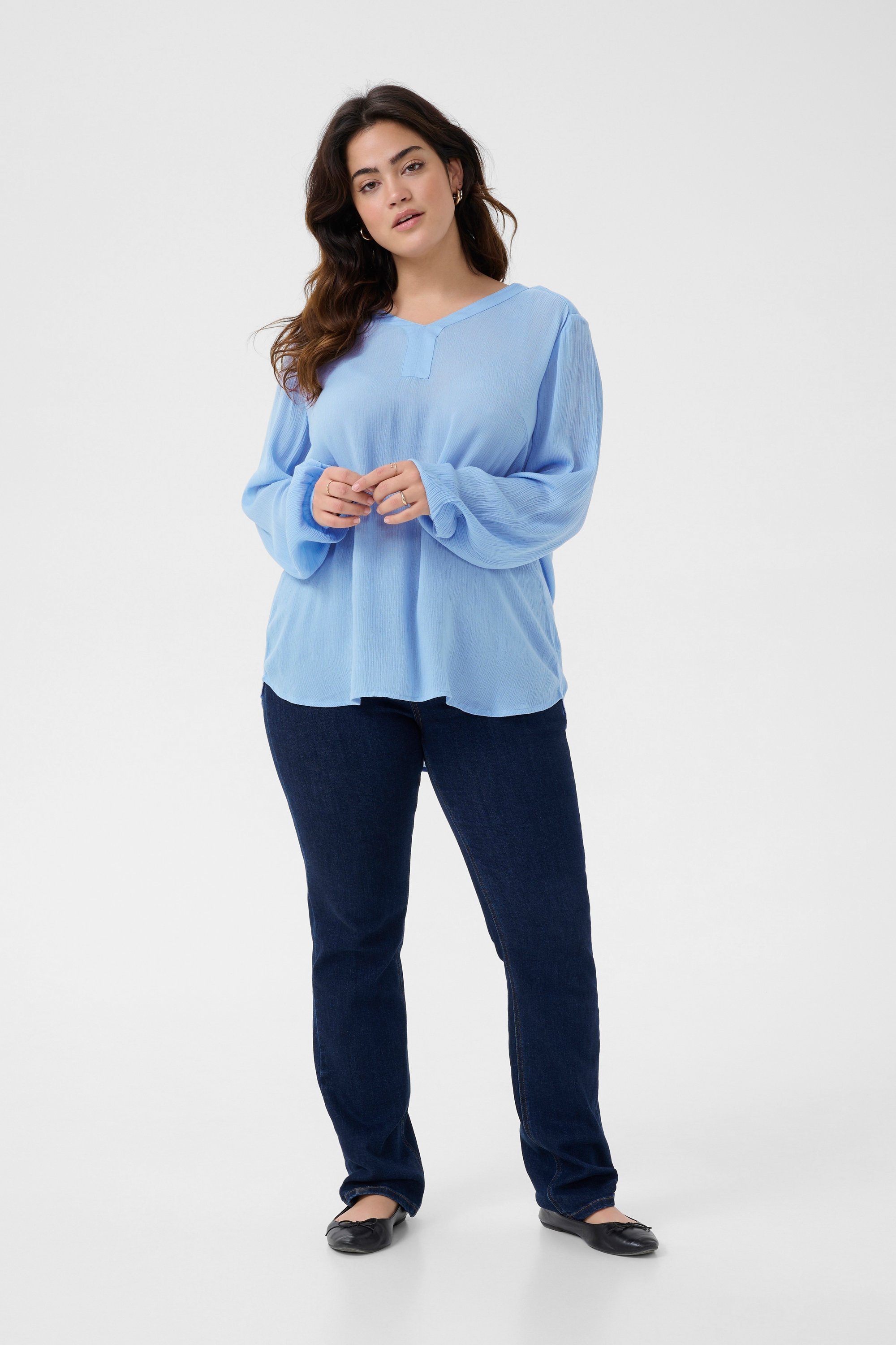Langarm-Bluse Regular fit Soft Chambray blue