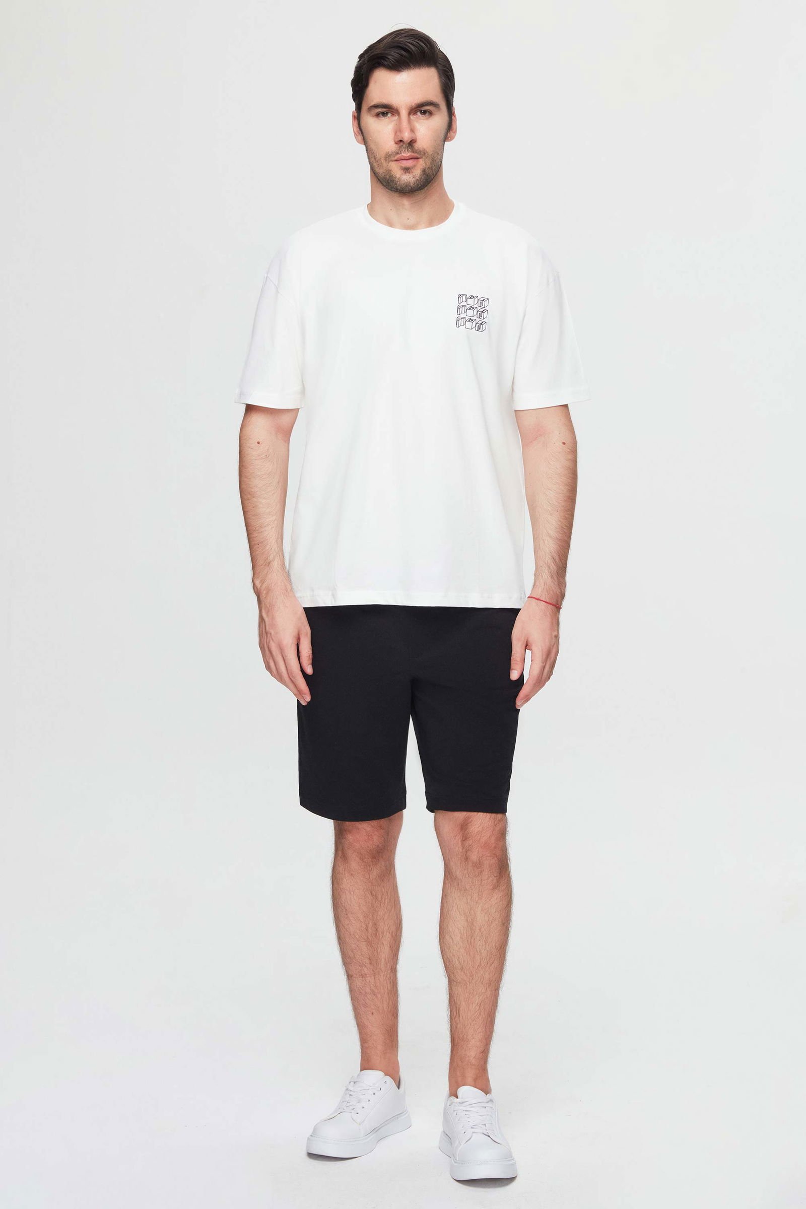 Weiße Oversize-Bedruckte 100% Baumwoll-T-Shirt