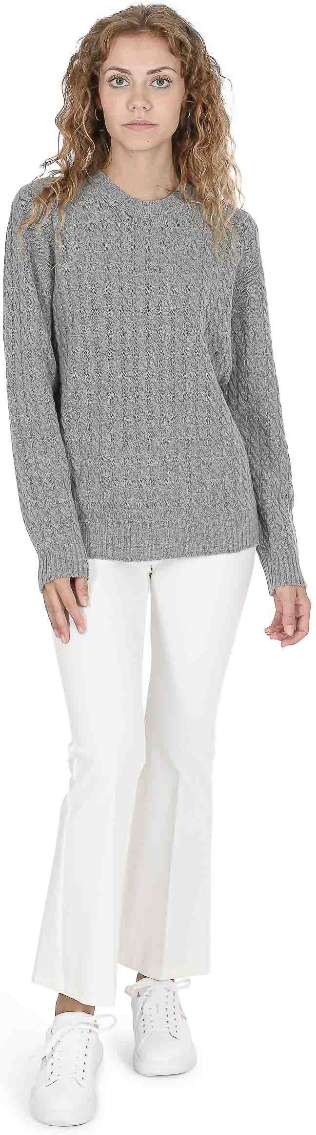 Crown Of Edinburgh Cashmere Pullover Rundhalsausschnitt Damen Coe 0013 Grau