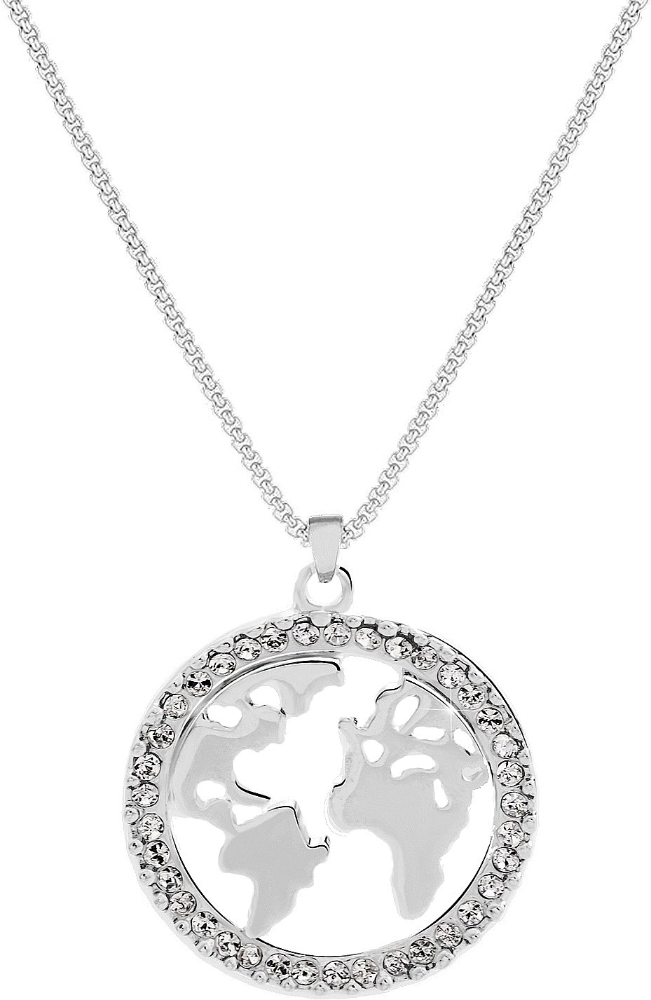 Halskette Welt mit Swarovski-Kristallen