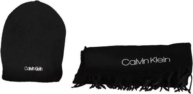 Beanie- und Schal-Set Schwarz