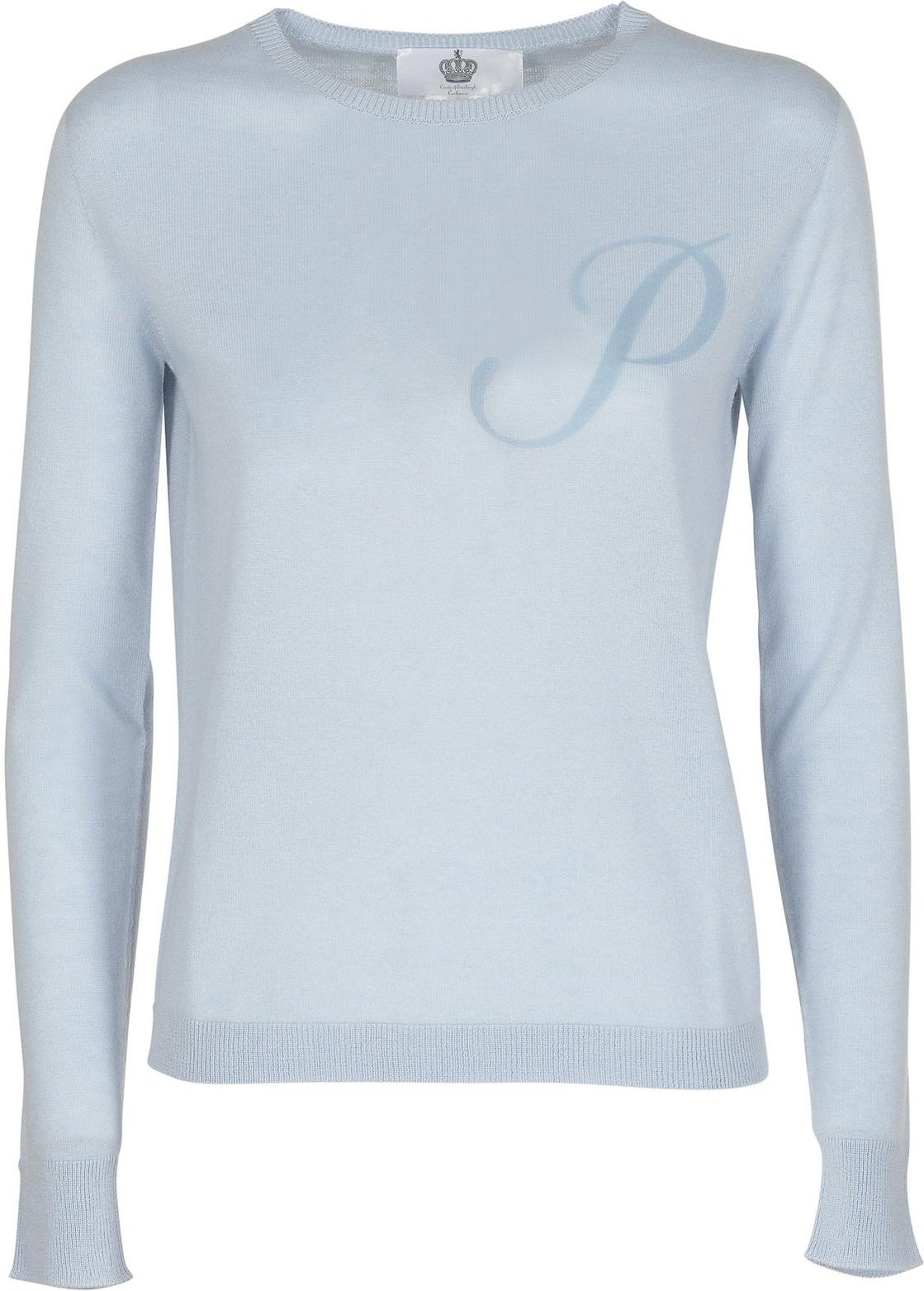 Leichter Kaschmir-Seidenpullover mit Rundhalsausschnitt und Schriftzug-Detail