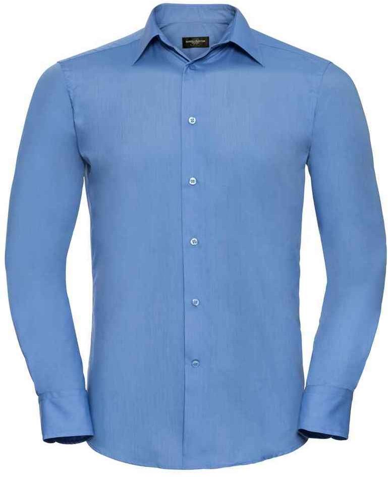 Russell Collection - Formelles Hemd Pflegeleicht für Herren Langärmlig (Business-Blau)