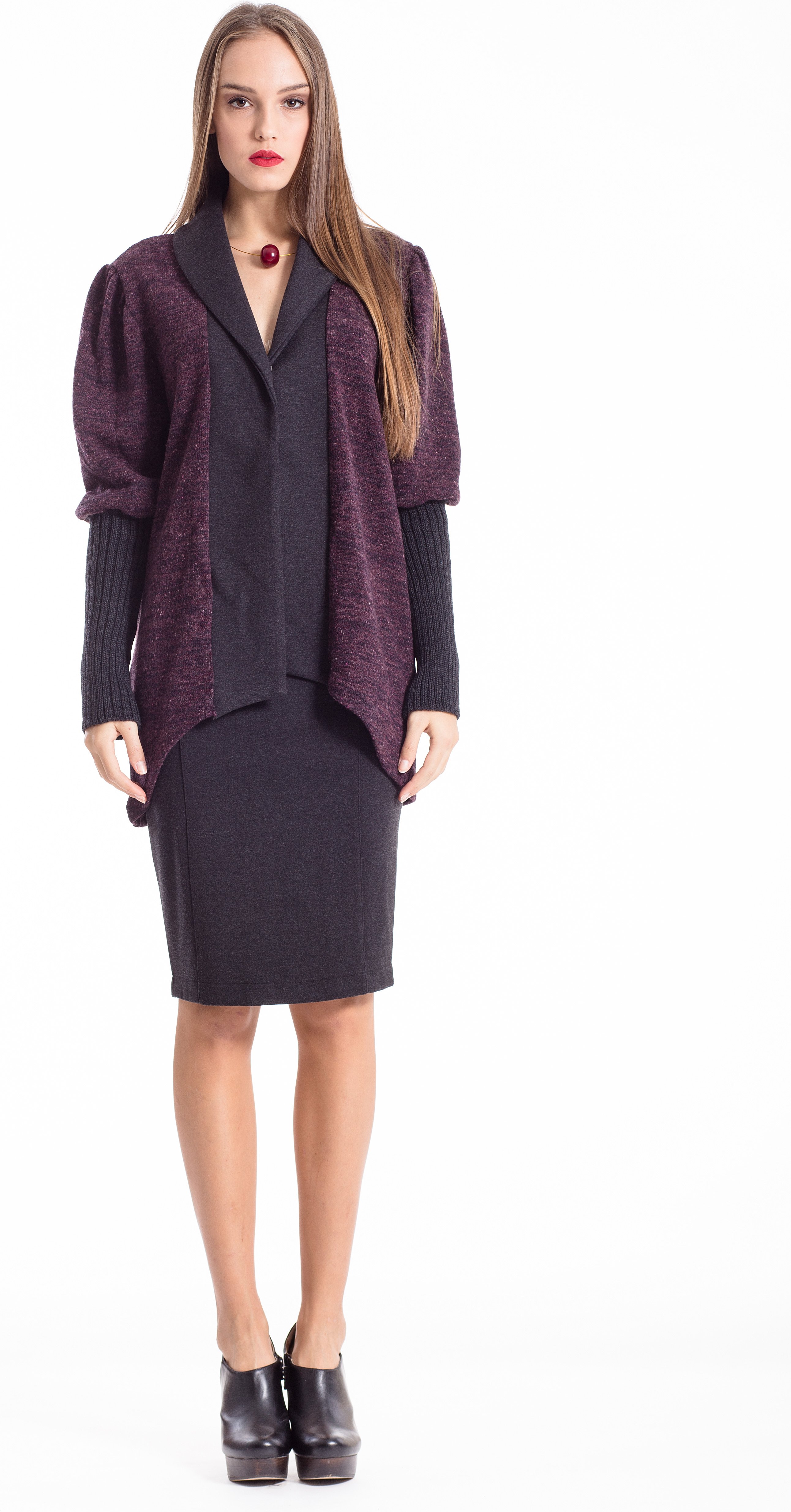 Offene Strickjacke mit Ärmel-Detail