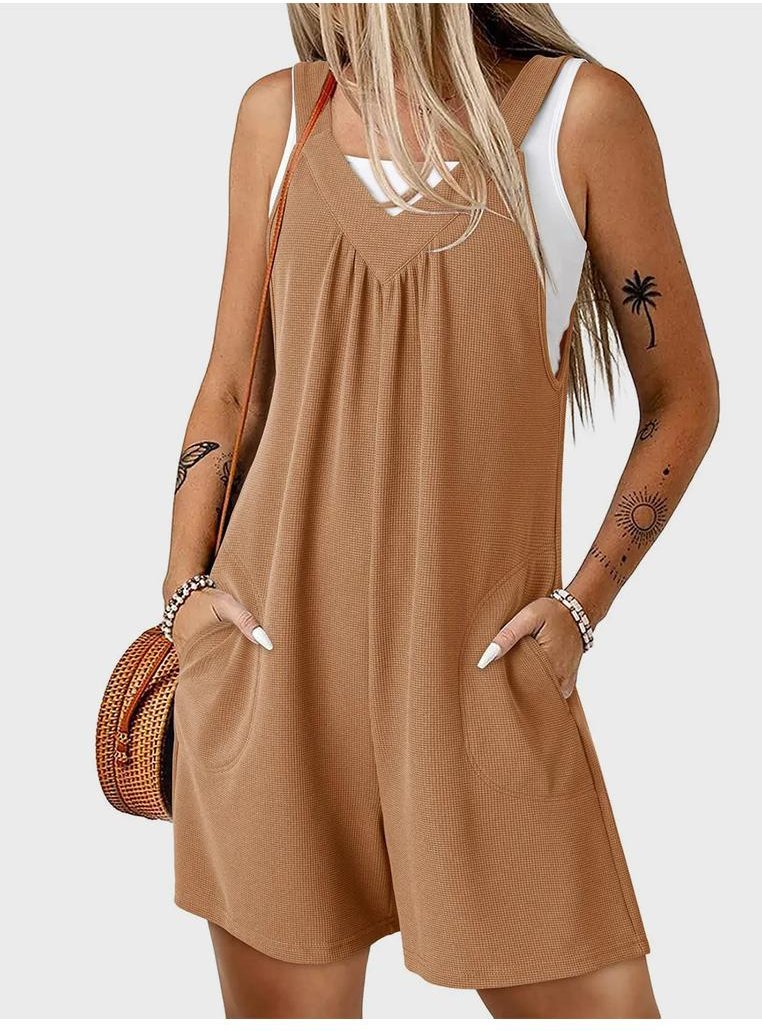 Damen V-Ausschnitt Jumpsuit mit breiten Trägern