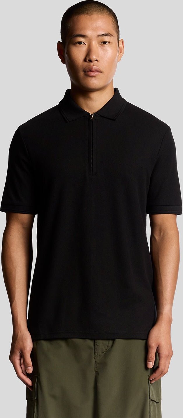 Lyle & Scott Ottoman Poloshirt mit halbem Reißverschluss – Schwarz