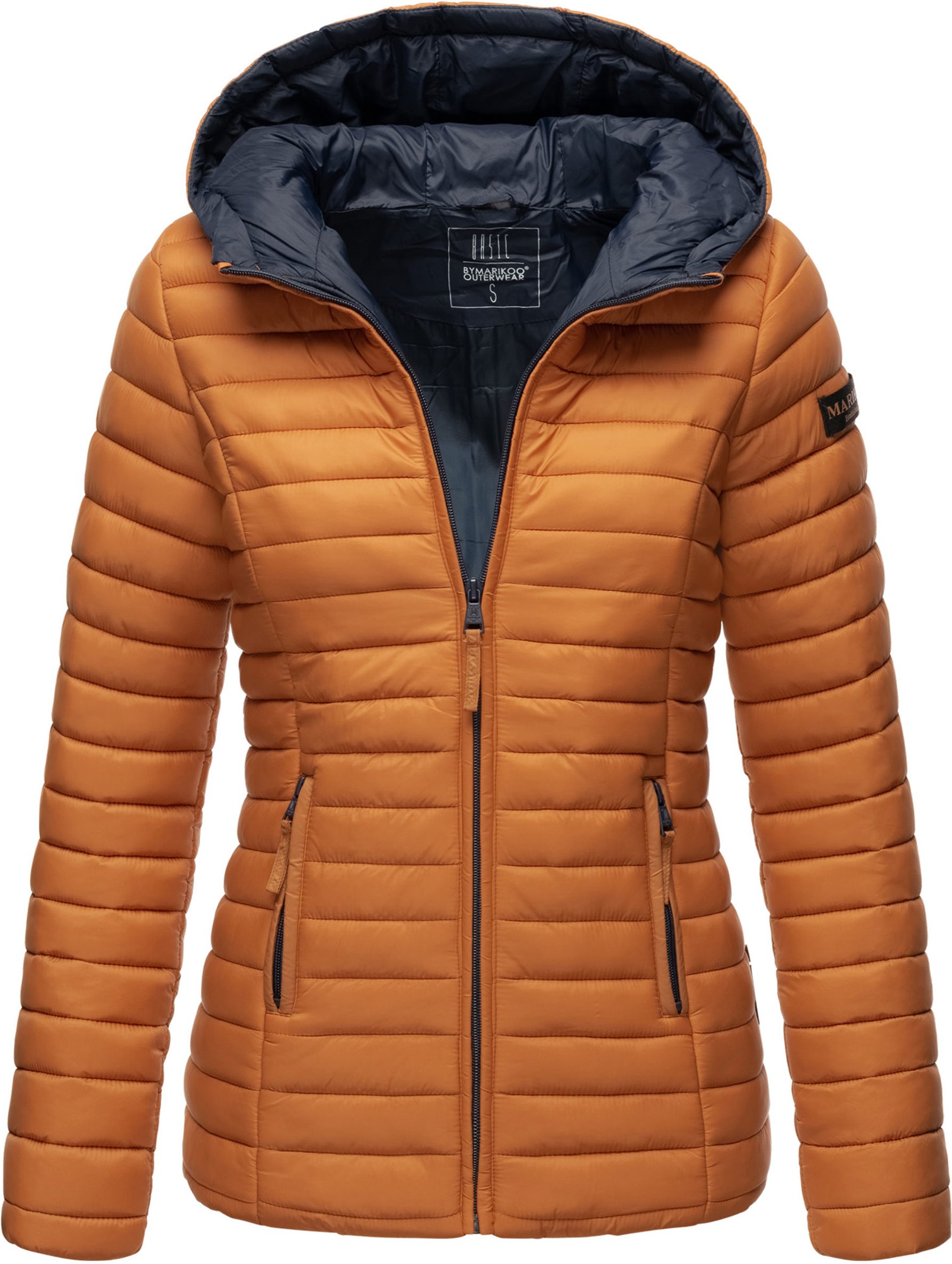 Marikoo Damen Steppjacke – Asraa, leicht mit Kapuze & Kontrastfutter