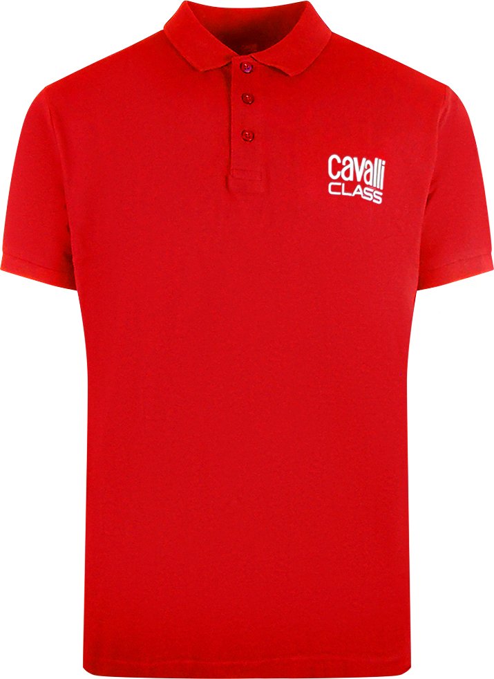 Rotes Poloshirt „Cavalli Class“ mit auffälligem Logo