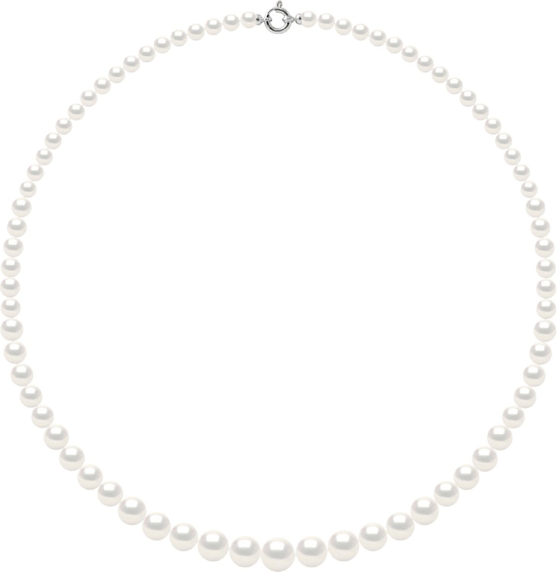Halskettenreihe Prinzessin fallend – Echte Süßwasser-Zuchtperlen rund von 12 bis 6 mm
