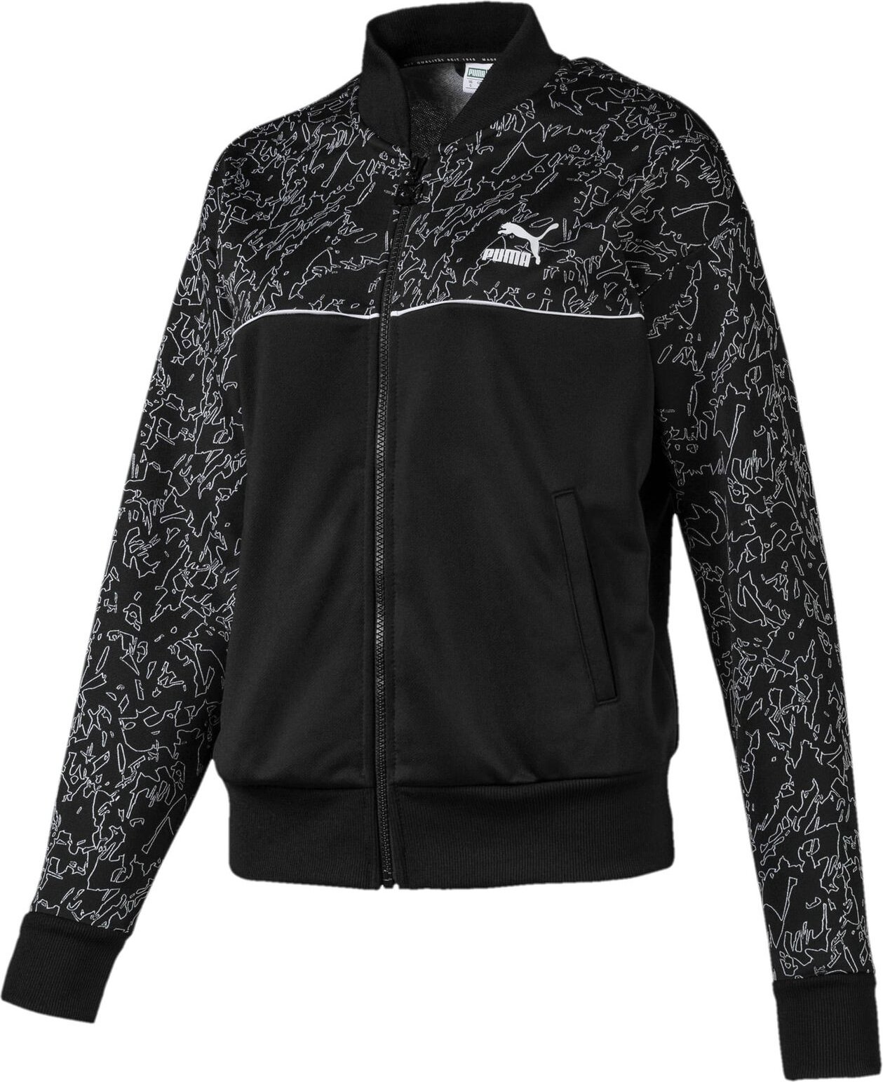 Puma Womens Classics Sweat Jacke AOP Reißverschluss auf Spur Top Black 595216 01