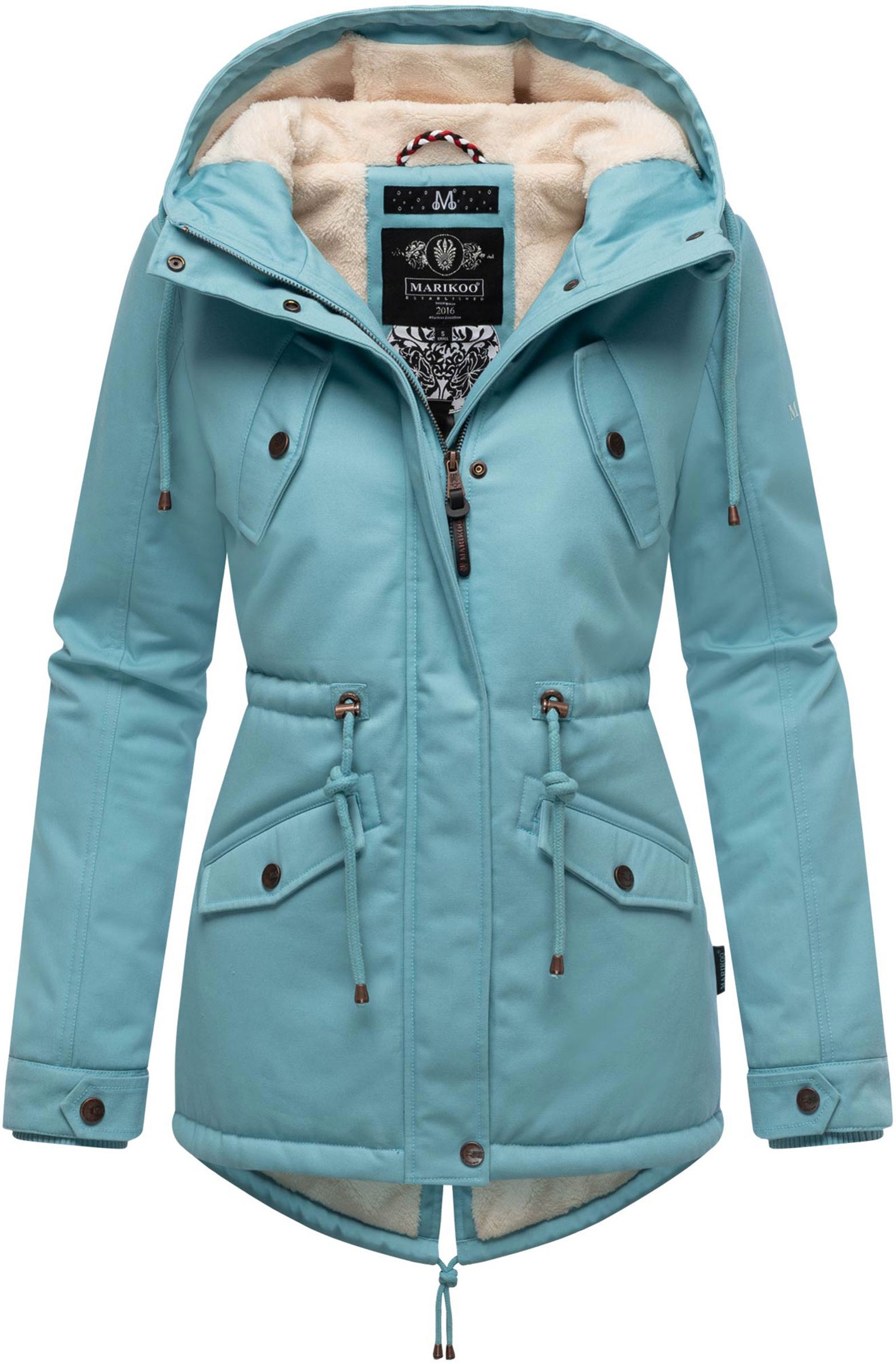 Marikoo Damen Winterjacke Manolya mit Teddyfellfutter & Baumwoll-Obermaterial