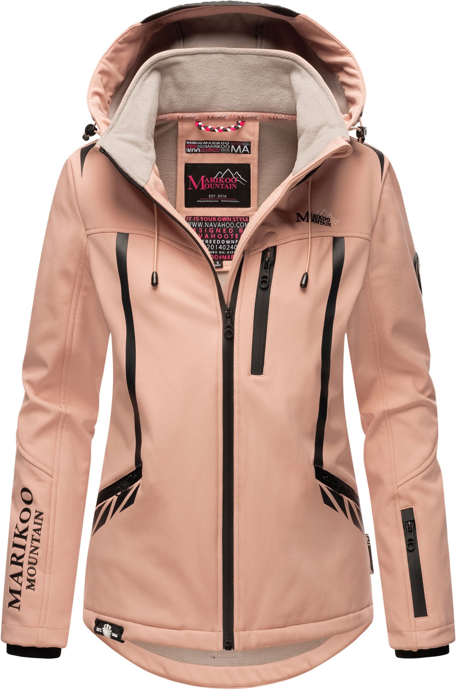 Marikoo Damen Softshelljacke – Mount-Cho-Oyu mit abnehmbarer Kapuze