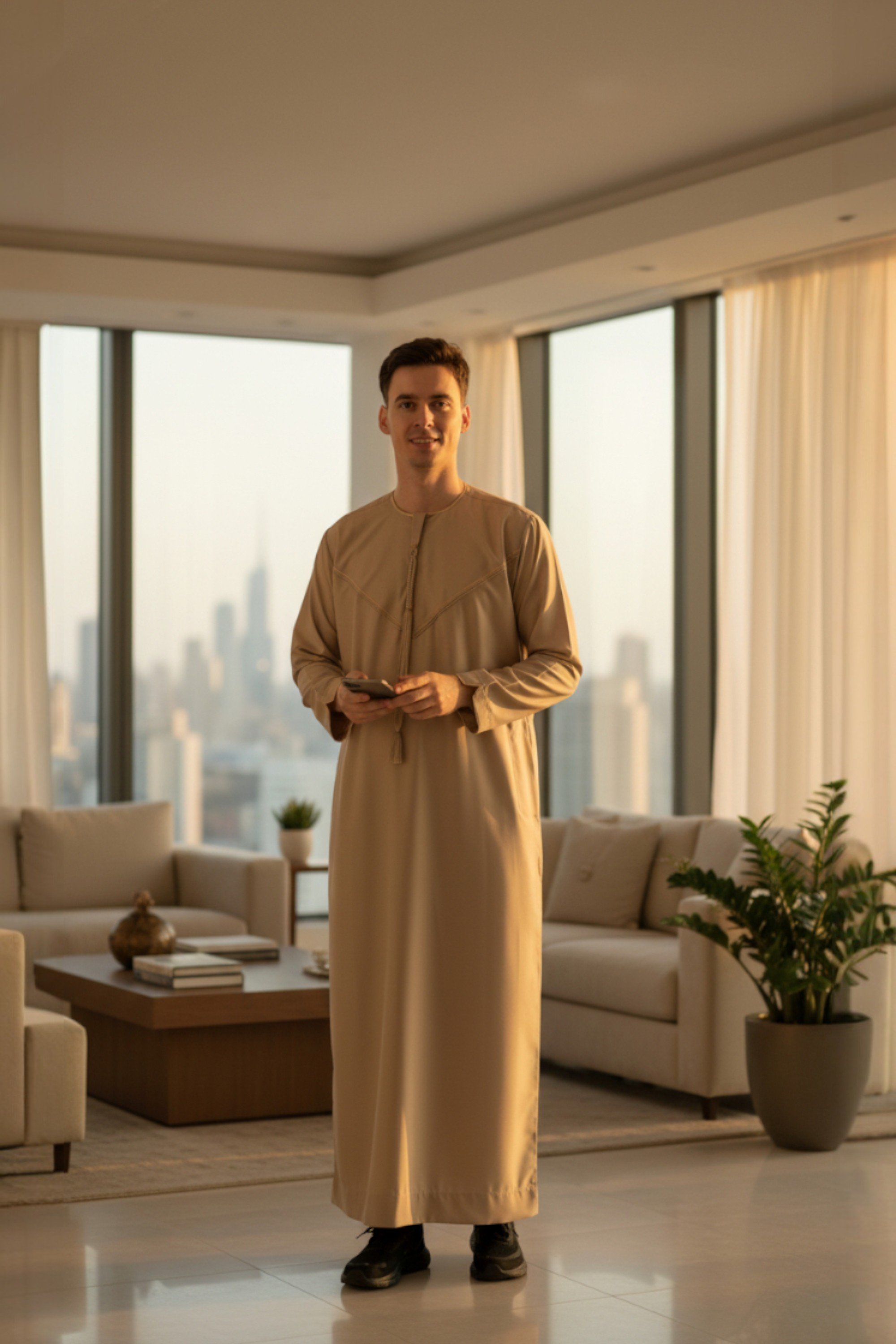 Herren Beige Ramadan marokkanische Jubba Robe Djellaba Eid Kaftan Thobe LFS -TT-007