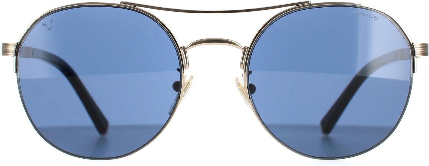 Polizei Pilotenbrille Herren Glänzend Hellgold Blau SPLA24 Lewis 03