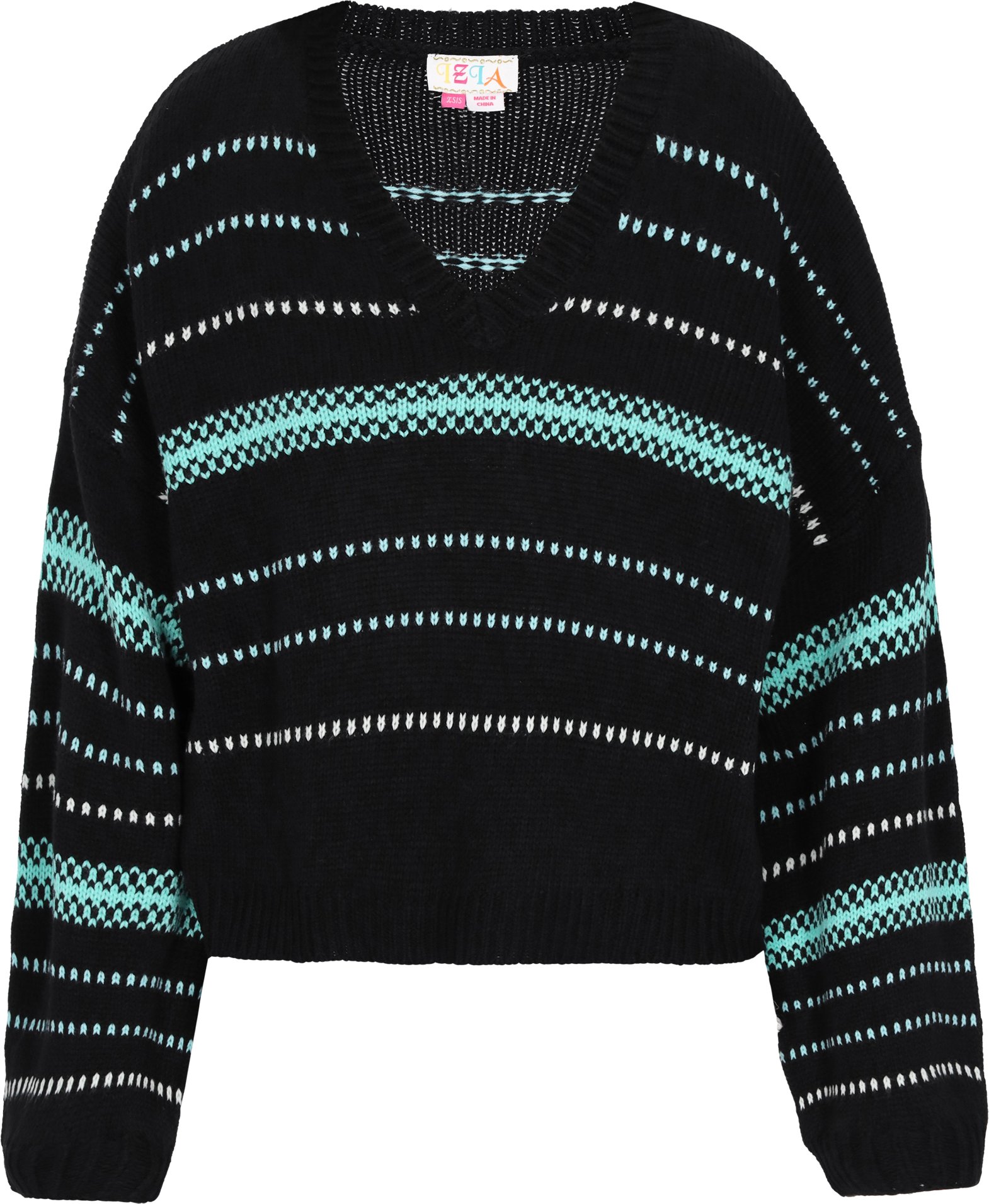 IZIA Pullover Frauen schwarz aqua