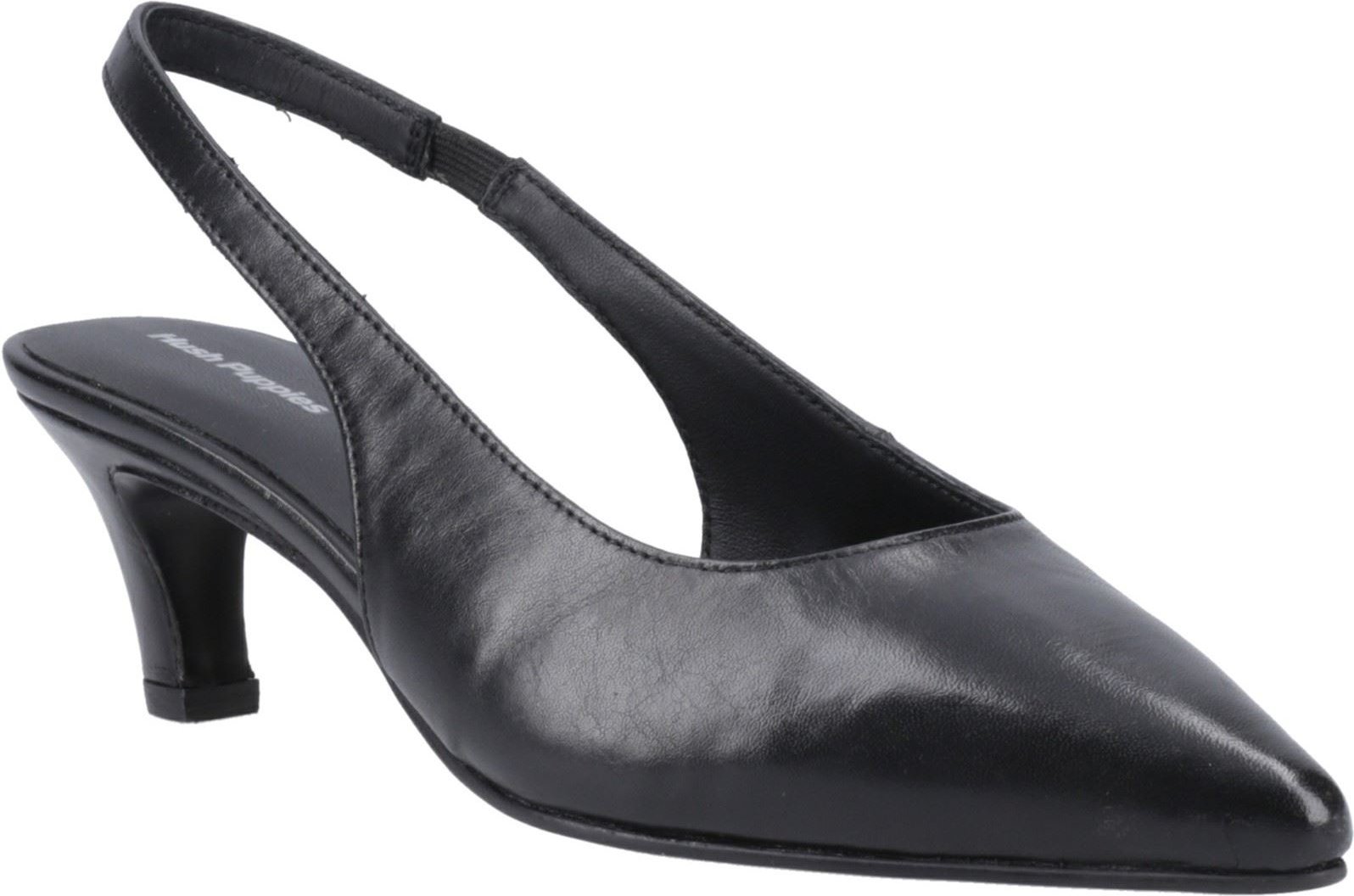 Hush Puppies Nahla Leder Damen Schwarze Spitz Zehen Slingback Schuhe