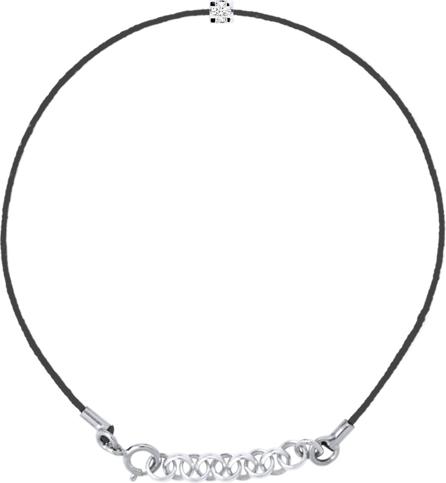 DIADEMA - Armband - Schwarzes Nylon - Echter Diamant