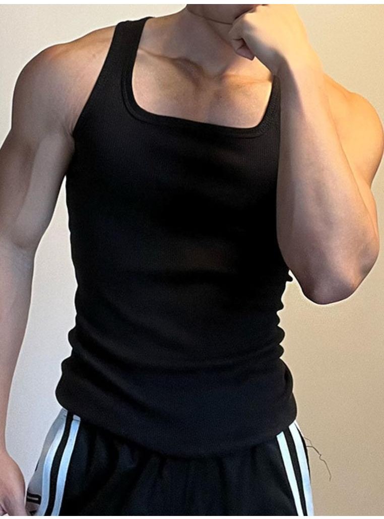 Thumbnail - Herren Tanktop mit weitem Träger und eckigem Ausschnitt
