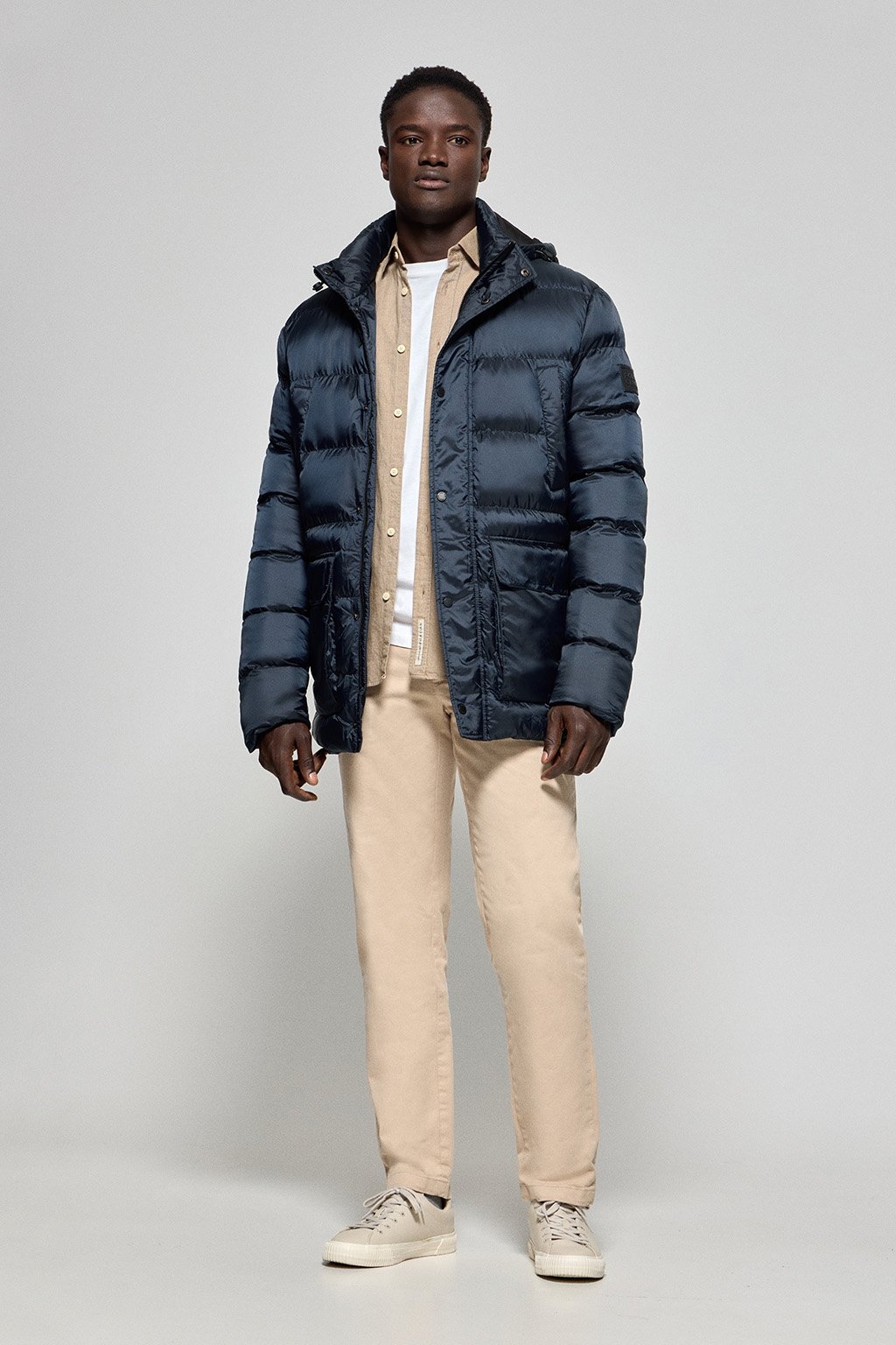 Mantel Greenwich marineblau mit Taschen und fester Kapuze mit Polo Club Details