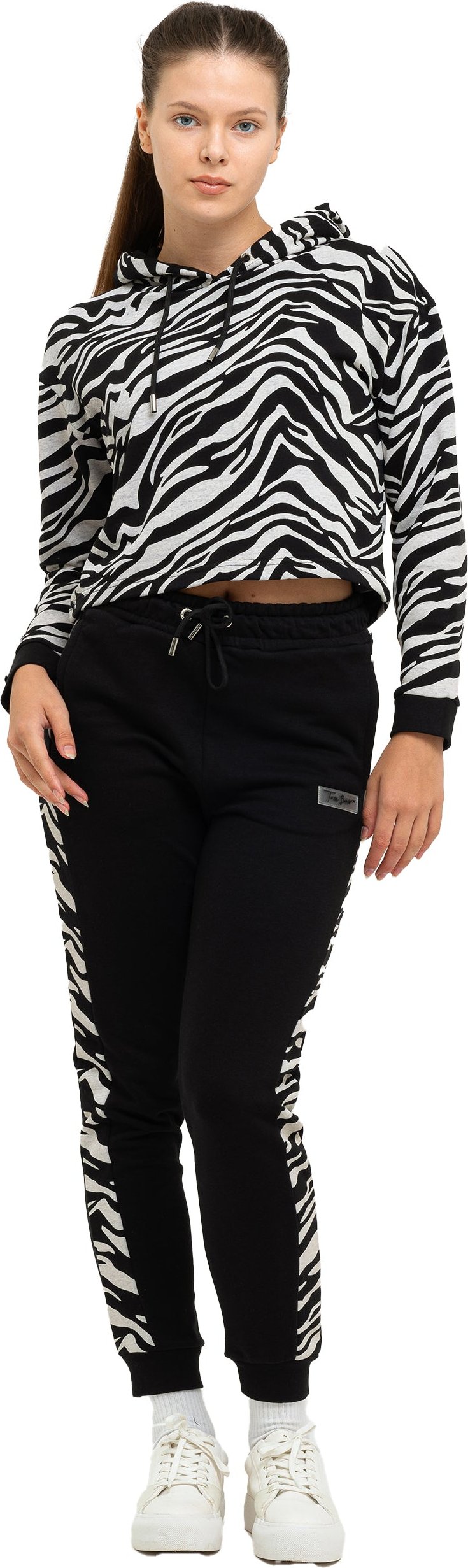 Tom Barron Damen Stylischer Zebra-Trainingsanzug-Set