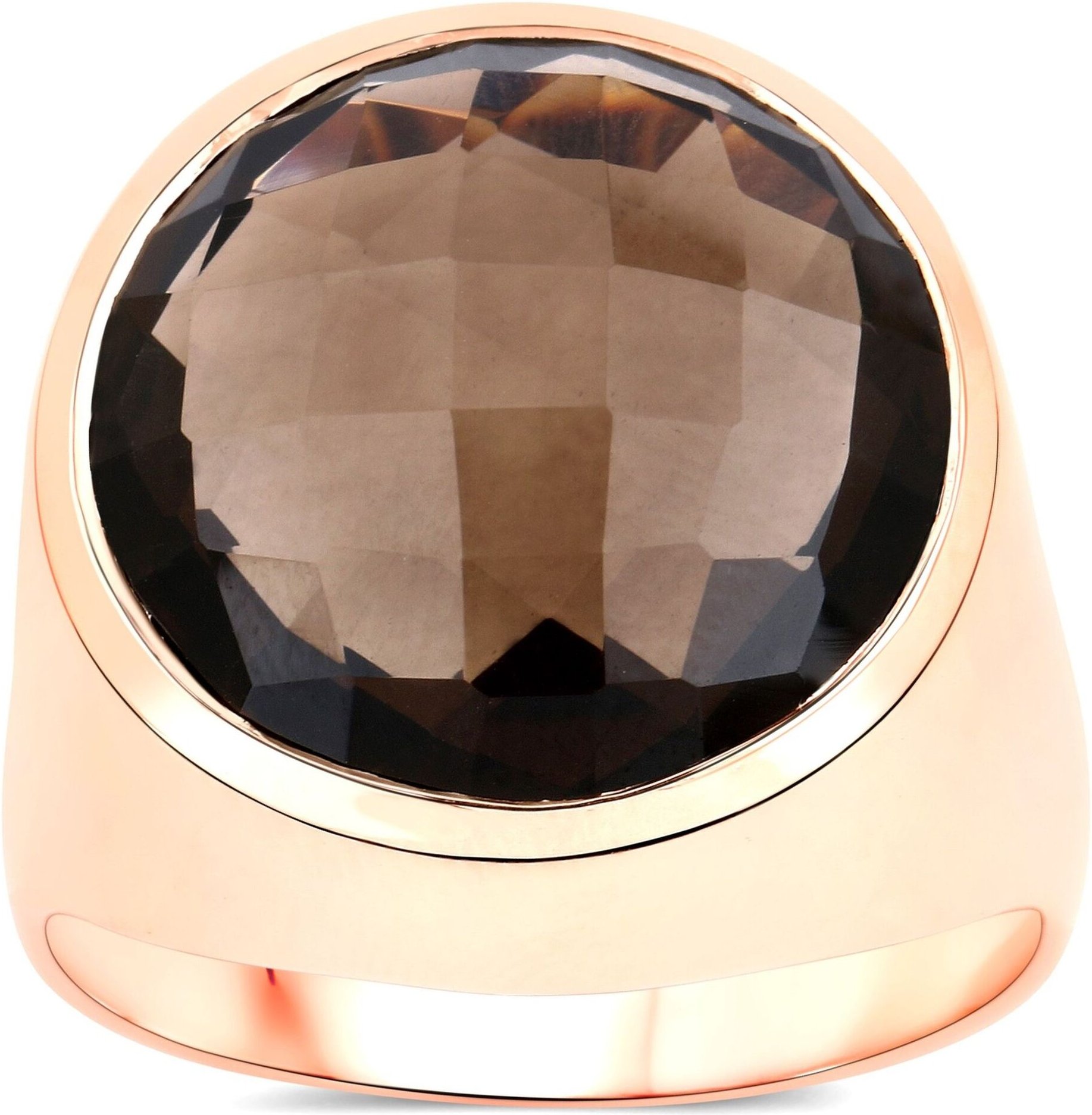 Vira Jewels Ring 925-Sterling Silber rotvergoldet Glänzend Rauchquarz dunkelbraun