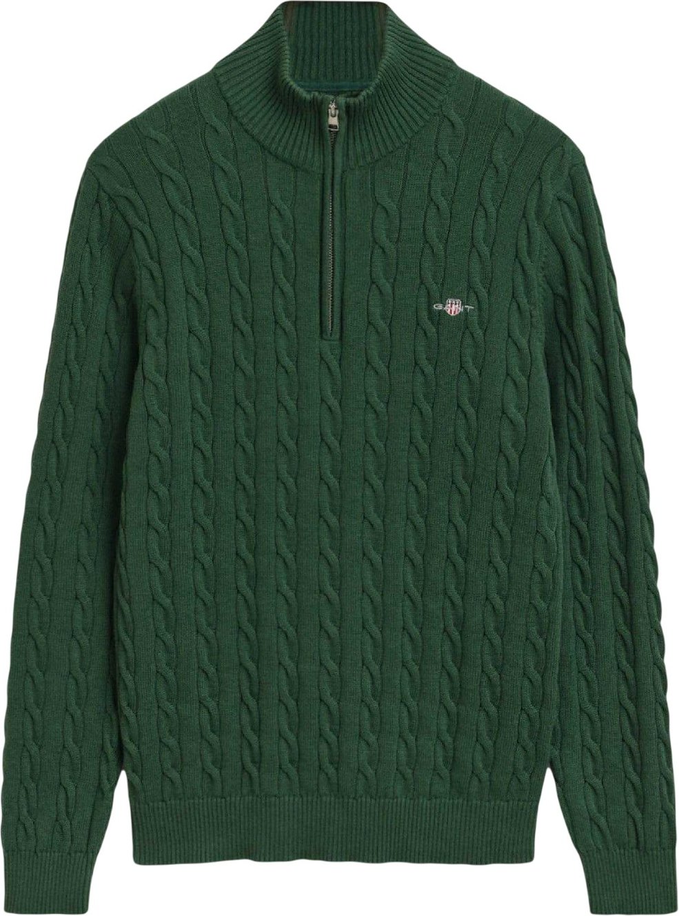 Gant - Fleece für Herren, mit halbem Reißverschluss, Baumwolle (Grün)