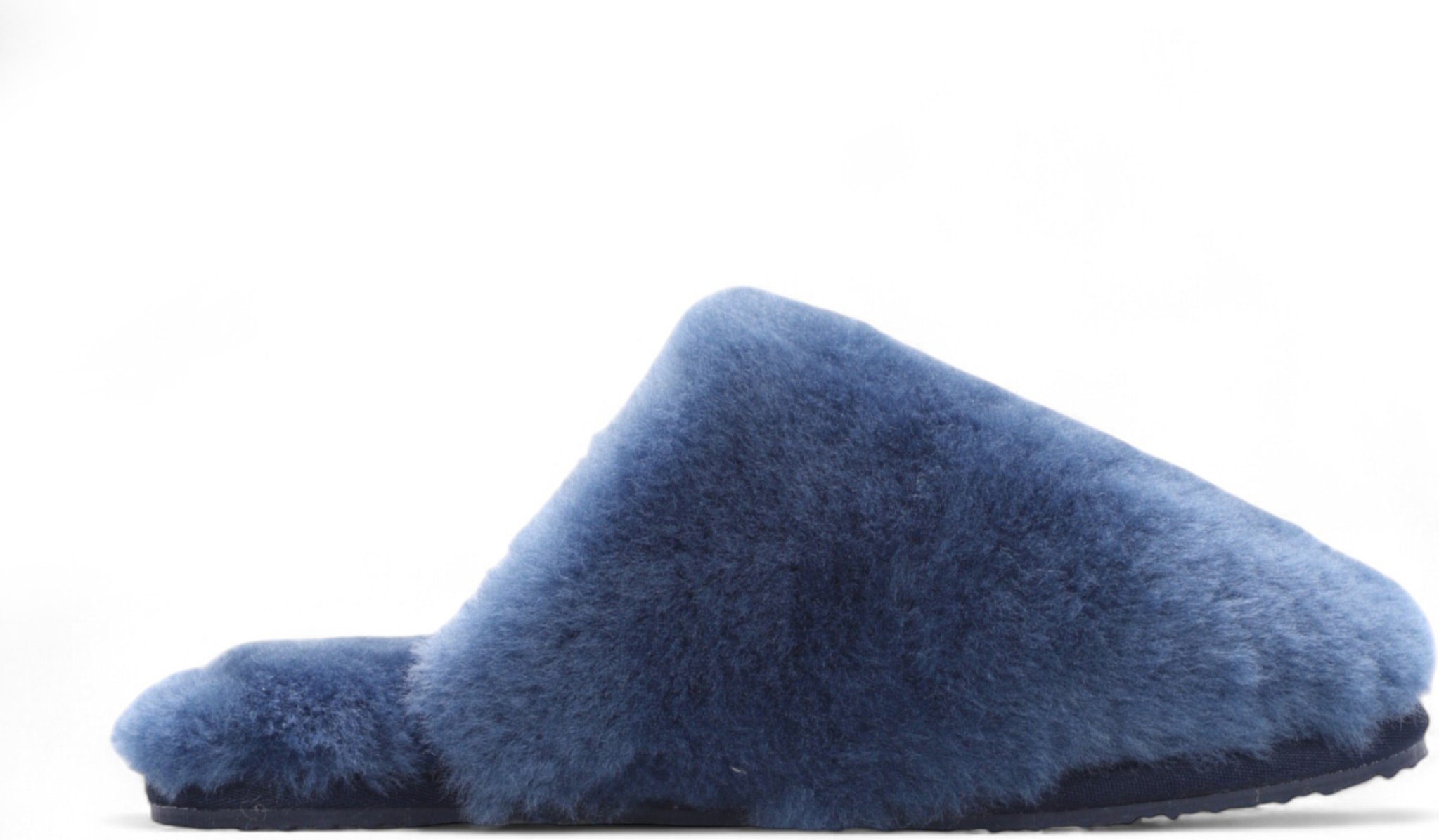 Damen-Hausschuhe aus Schaffell, Marineblau, warm, Winterpelz, Pantolette – Aurora