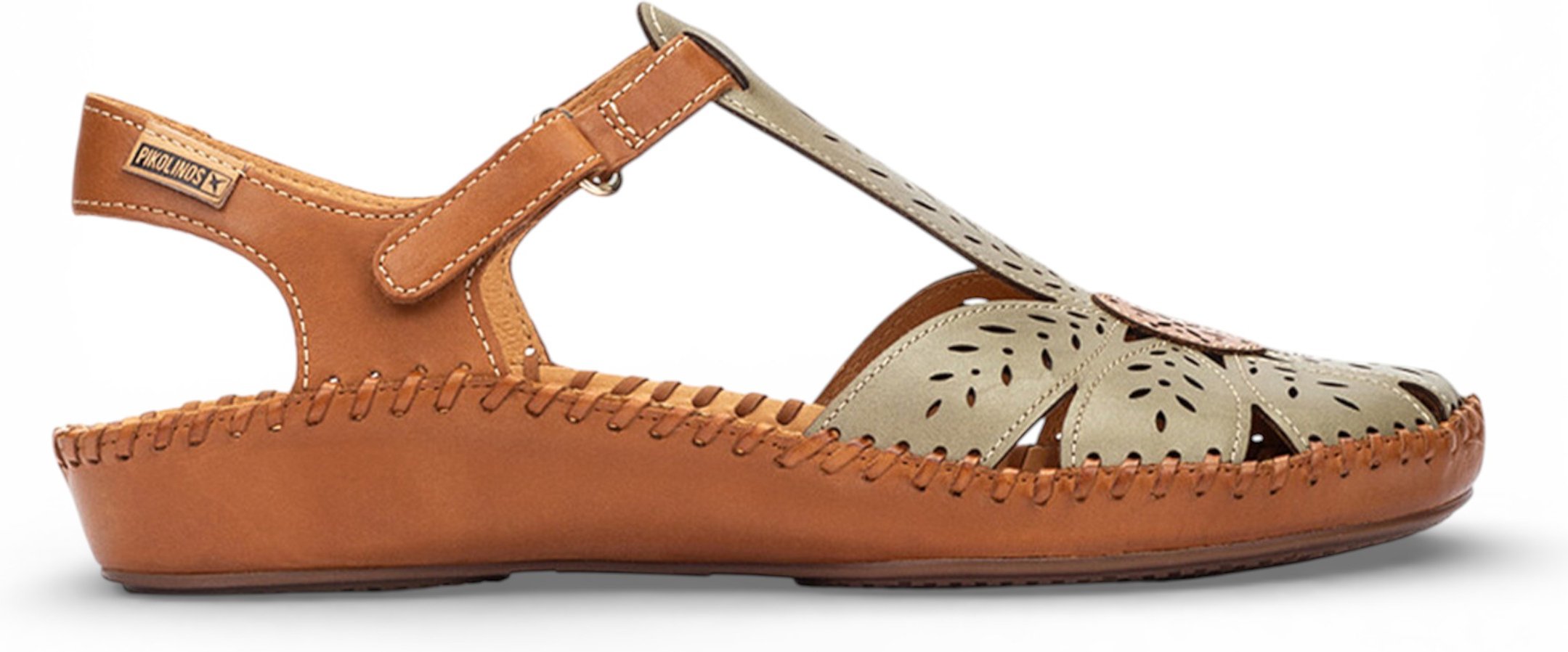 Pikolinos Damen-Keilsandalen aus hellgrünem Leder mit Polsterung - P-Vallarta