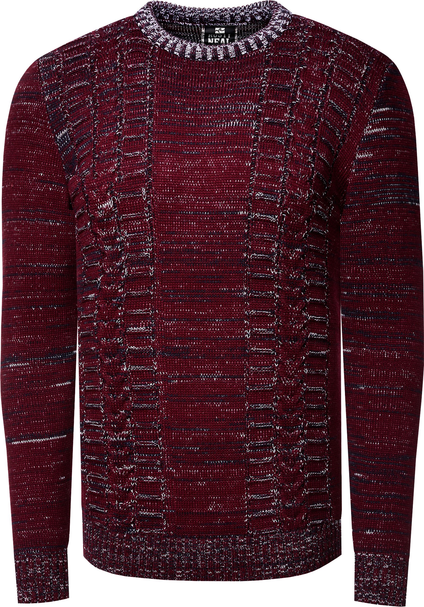 Thumbnail - Grobstrick mit Kontrastfarben Rundhals-Pullover