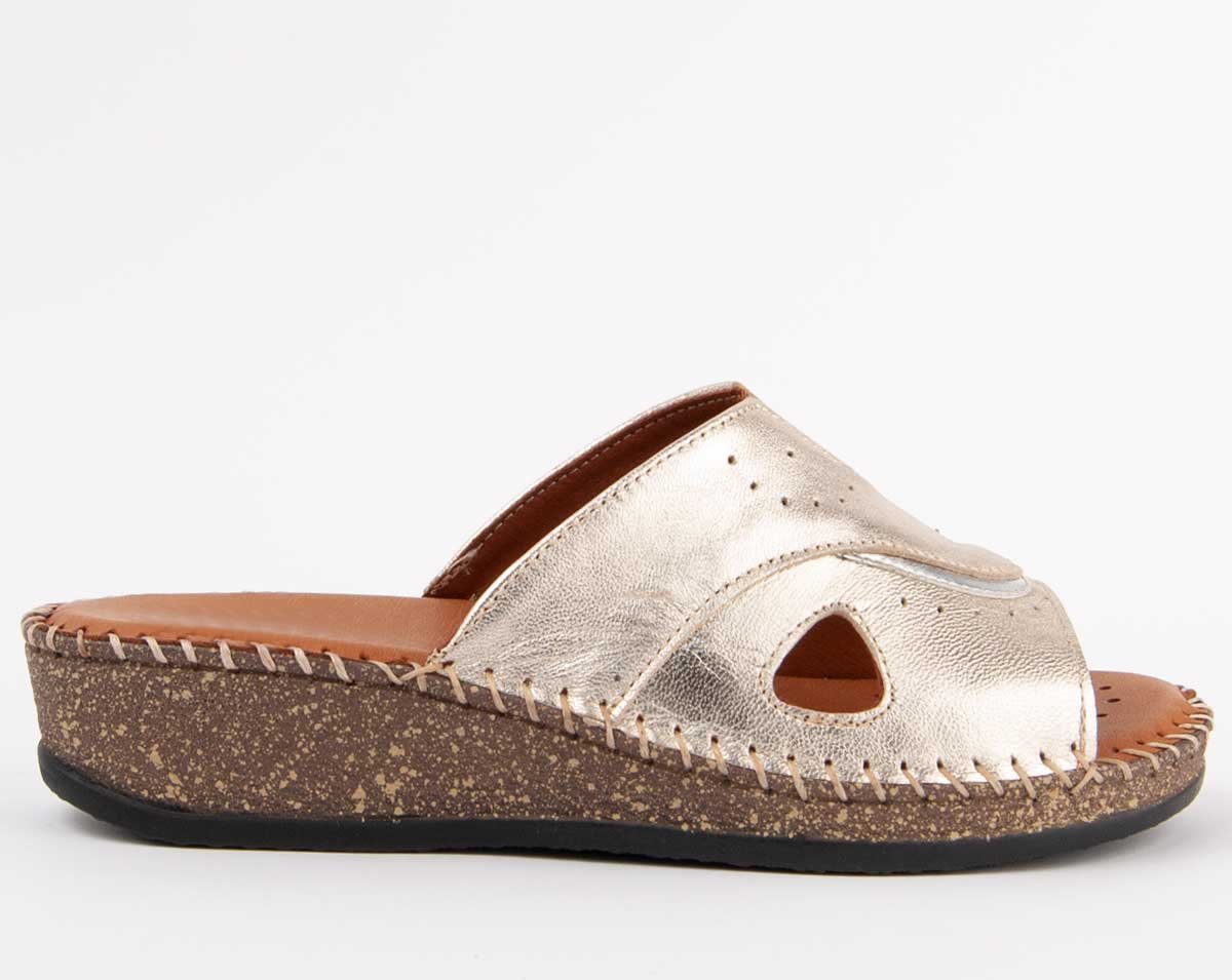 Purapiel Sandale Mit Keilabsatz Leida3 Gold