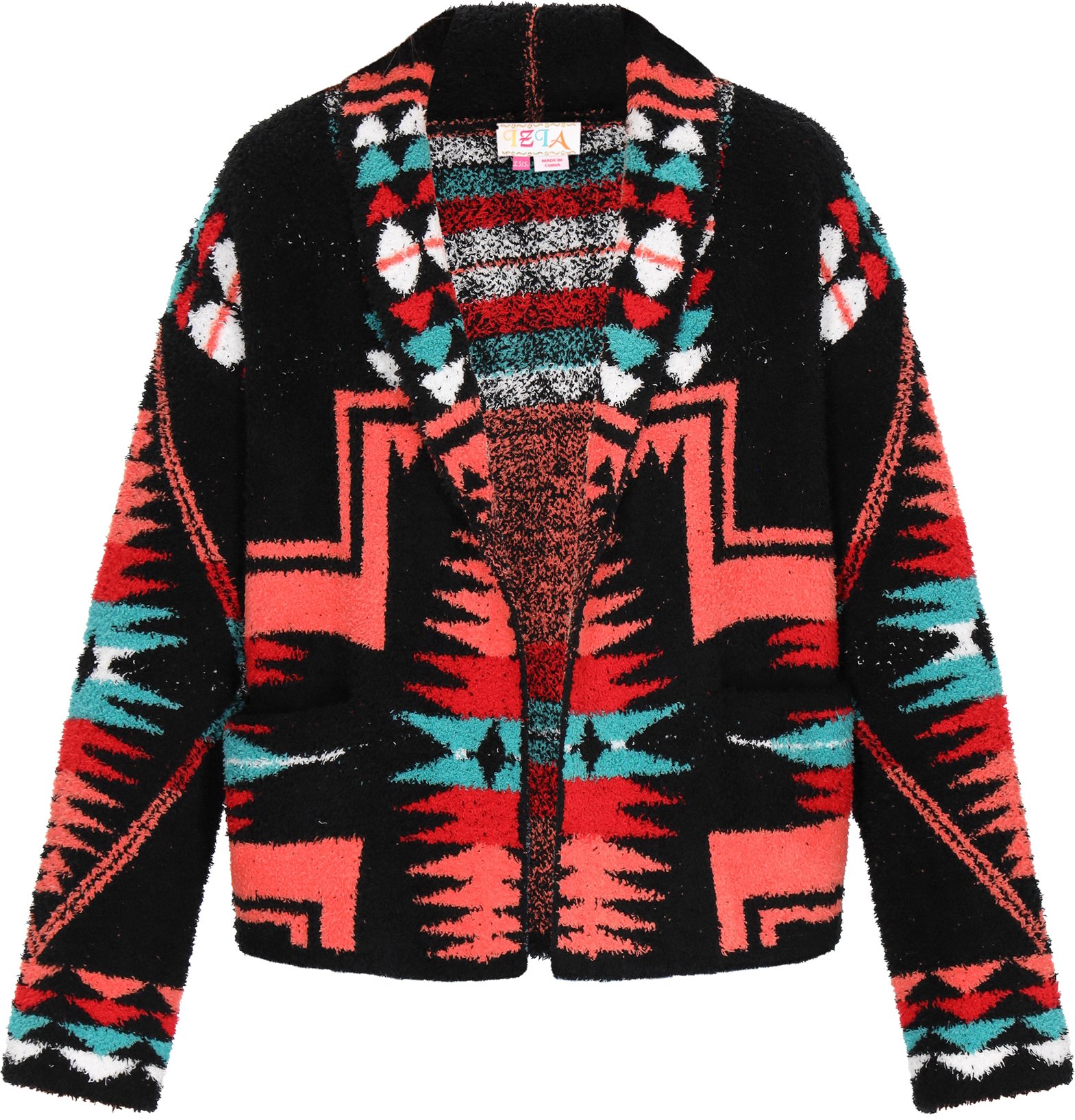 IZIA Strickjacke Frauen schwarz mehrfarbig