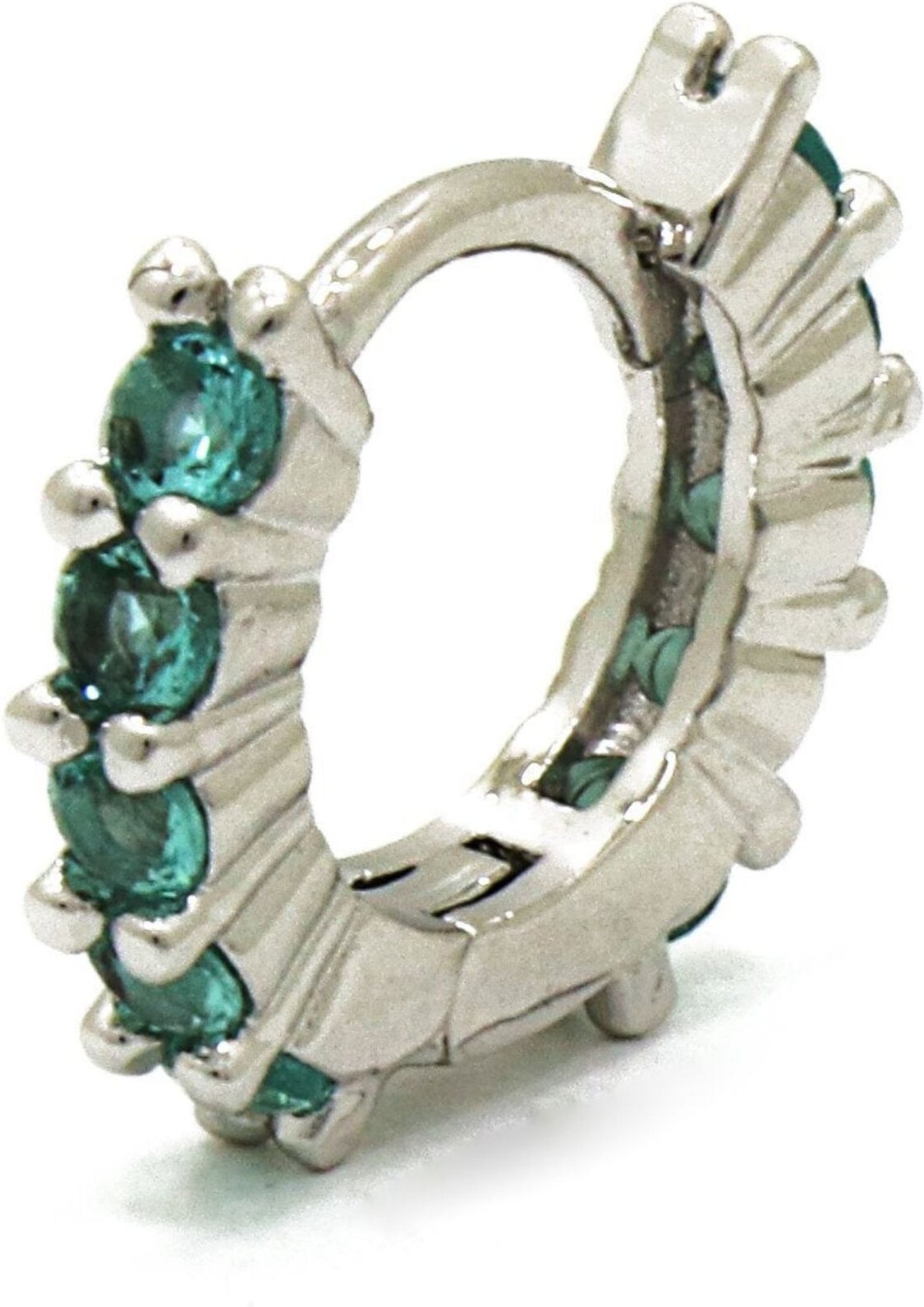 Fashionbox Single-Creole rhodiniert mit Zirkonia türkis