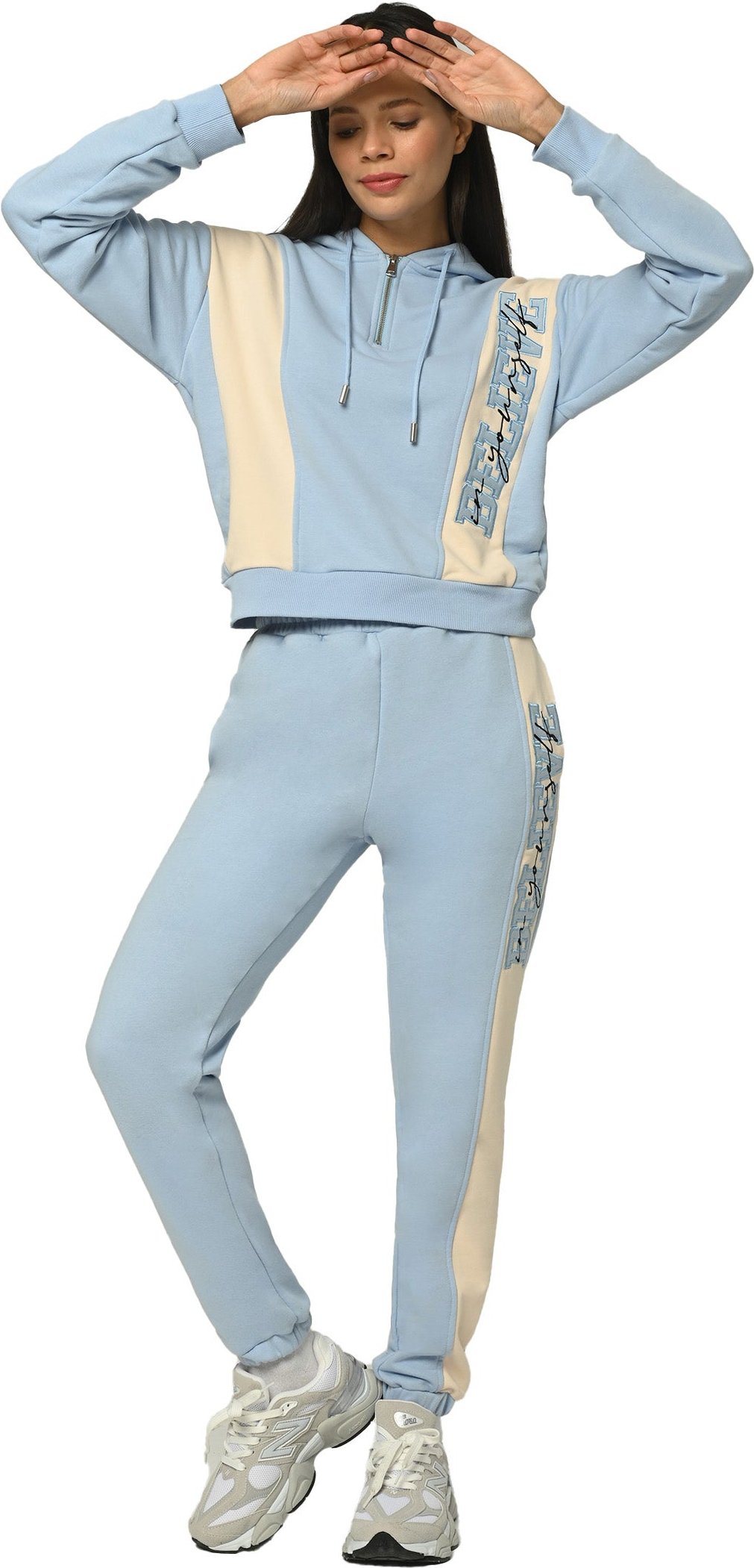 Tom Barron Damen-Trainingsanzug-Set Believe mit halbem Reißverschluss und Applikation