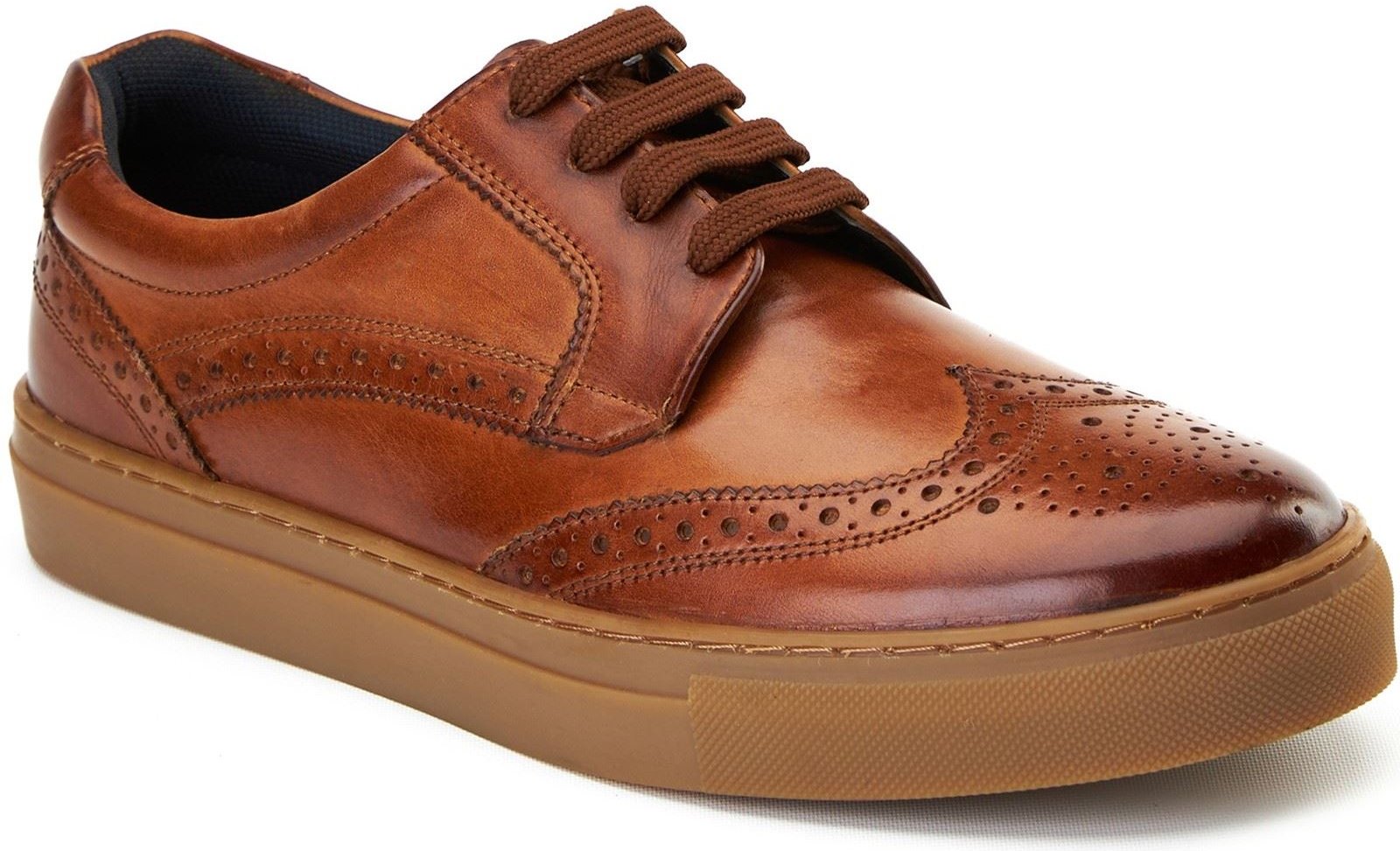Thumbnail - Base London Clapton Herren Brogues Aus Gebranntem Tan Leder