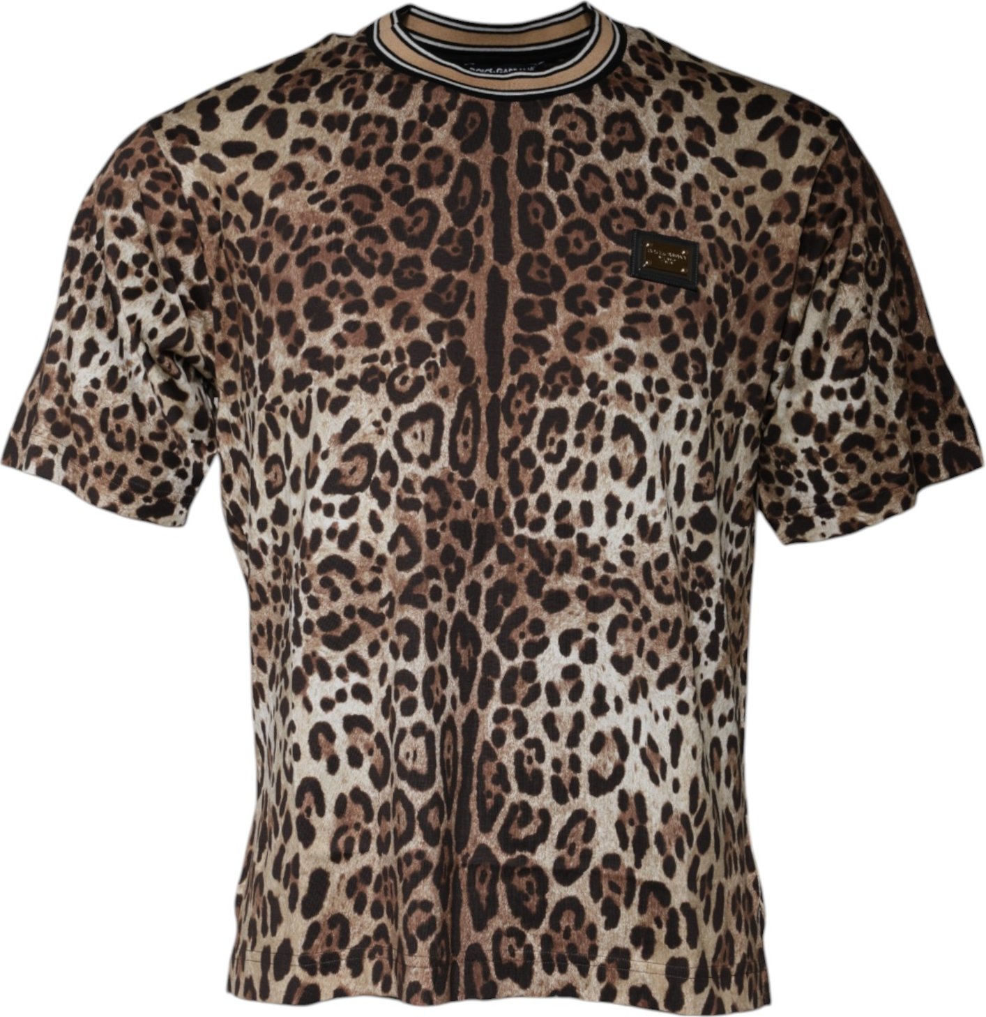 Leopardenmuster Rundhalsausschnitt T-Shirt