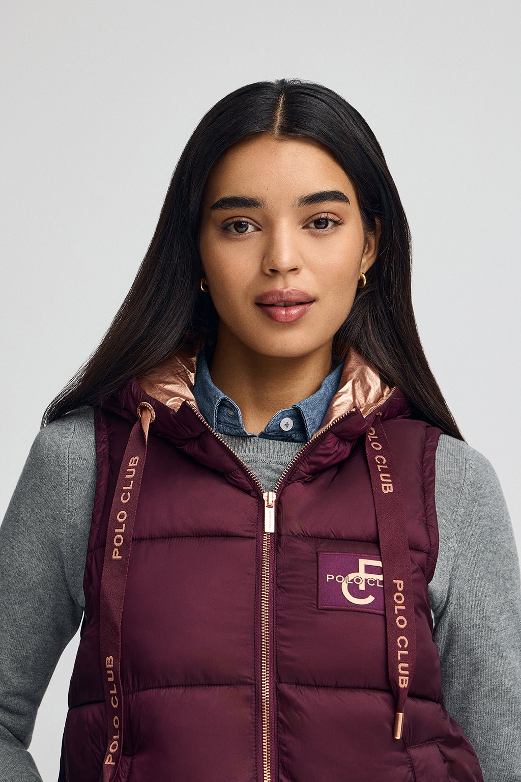 Steppweste burgunderrot mit Polo Club-Logo