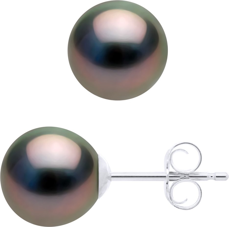 Ohrringe Weißgold 375 - echte Tahiti-Zuchtperlen halbrund 7,5-8 mm